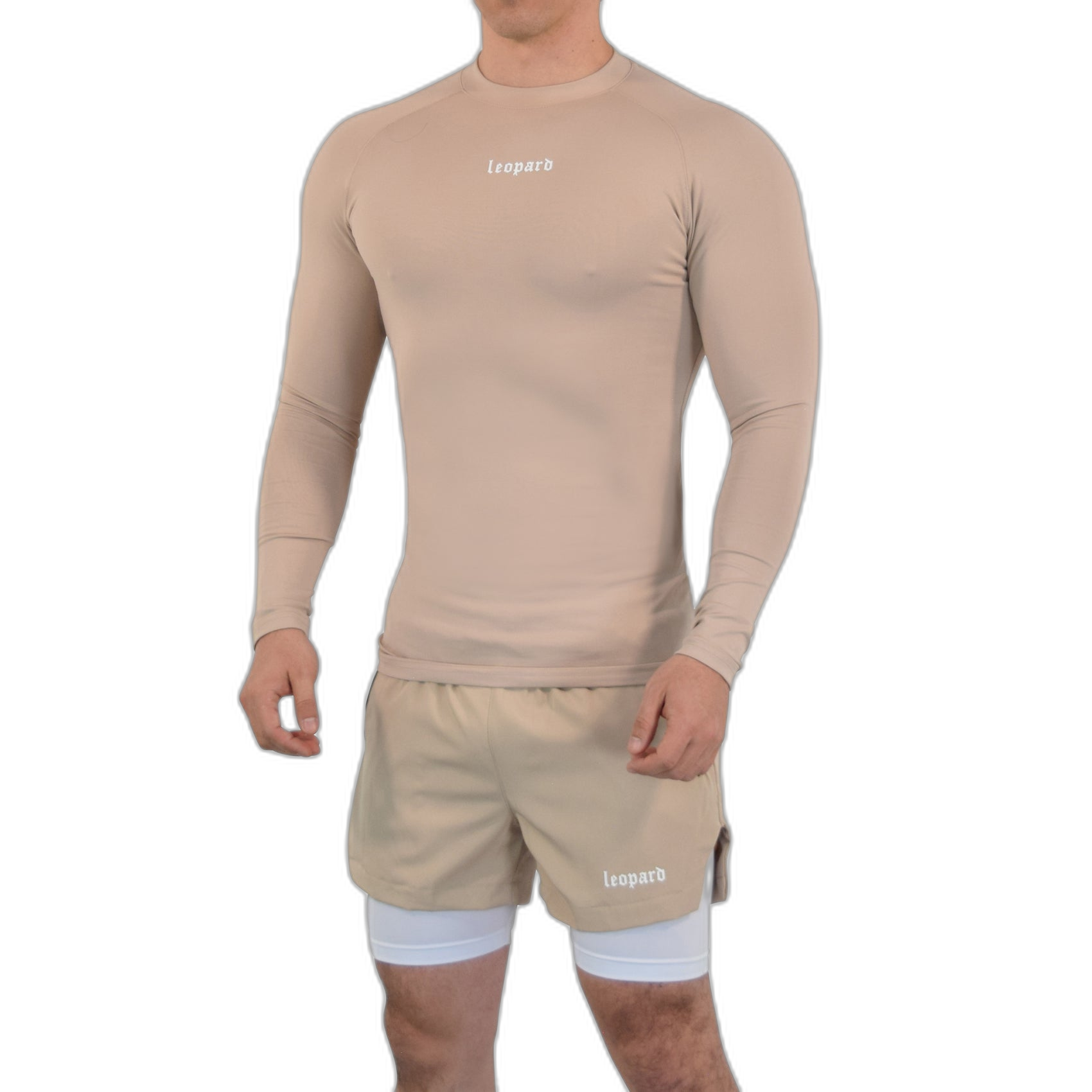 Speed Compression Long Sleeve T-Shirt Ivory Cream Logo White