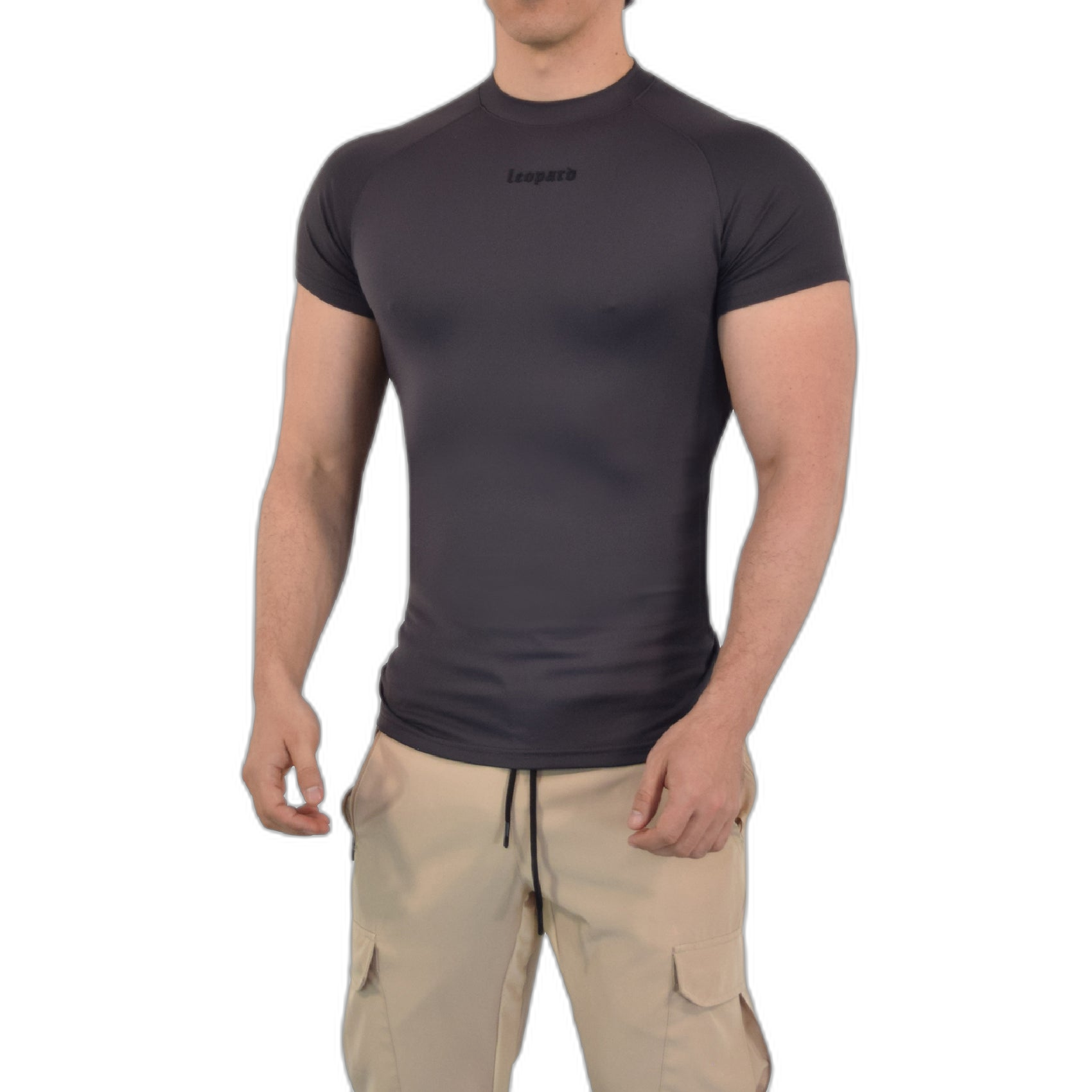 Speed Compression T-Shirt Dark Gray Logo Black