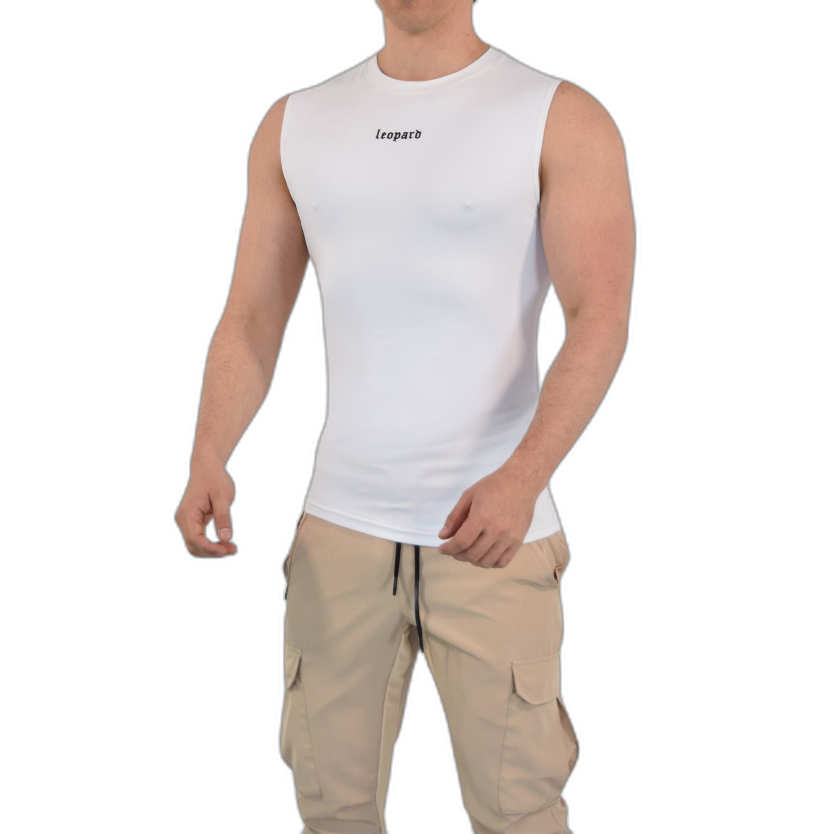 Speed Compression Tank Snow White Logo Black