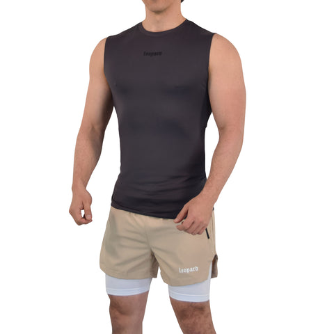 Speed Compression Tank Dark Gray Logo Black
