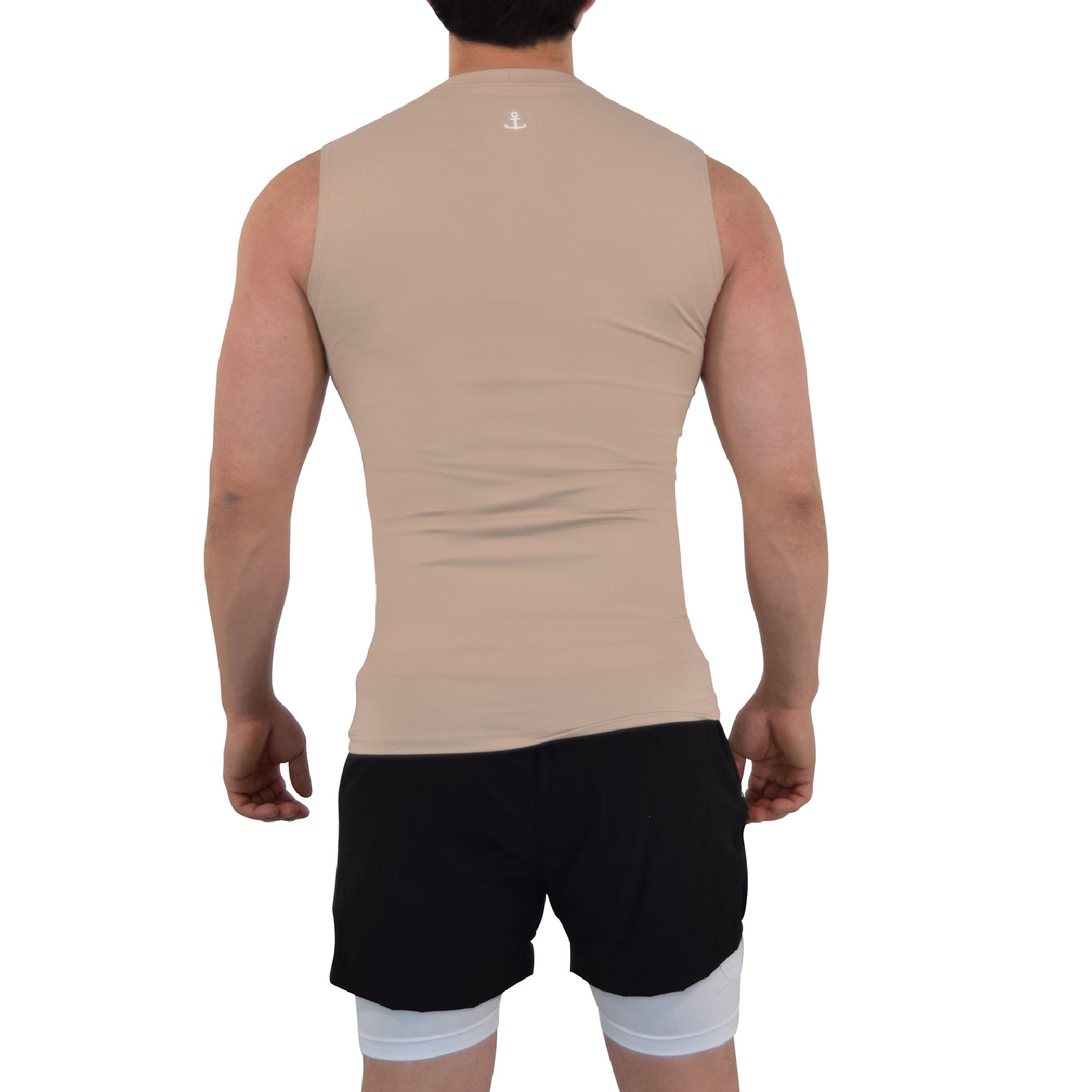 Speed Compression Tank Ivory Cream Logo White