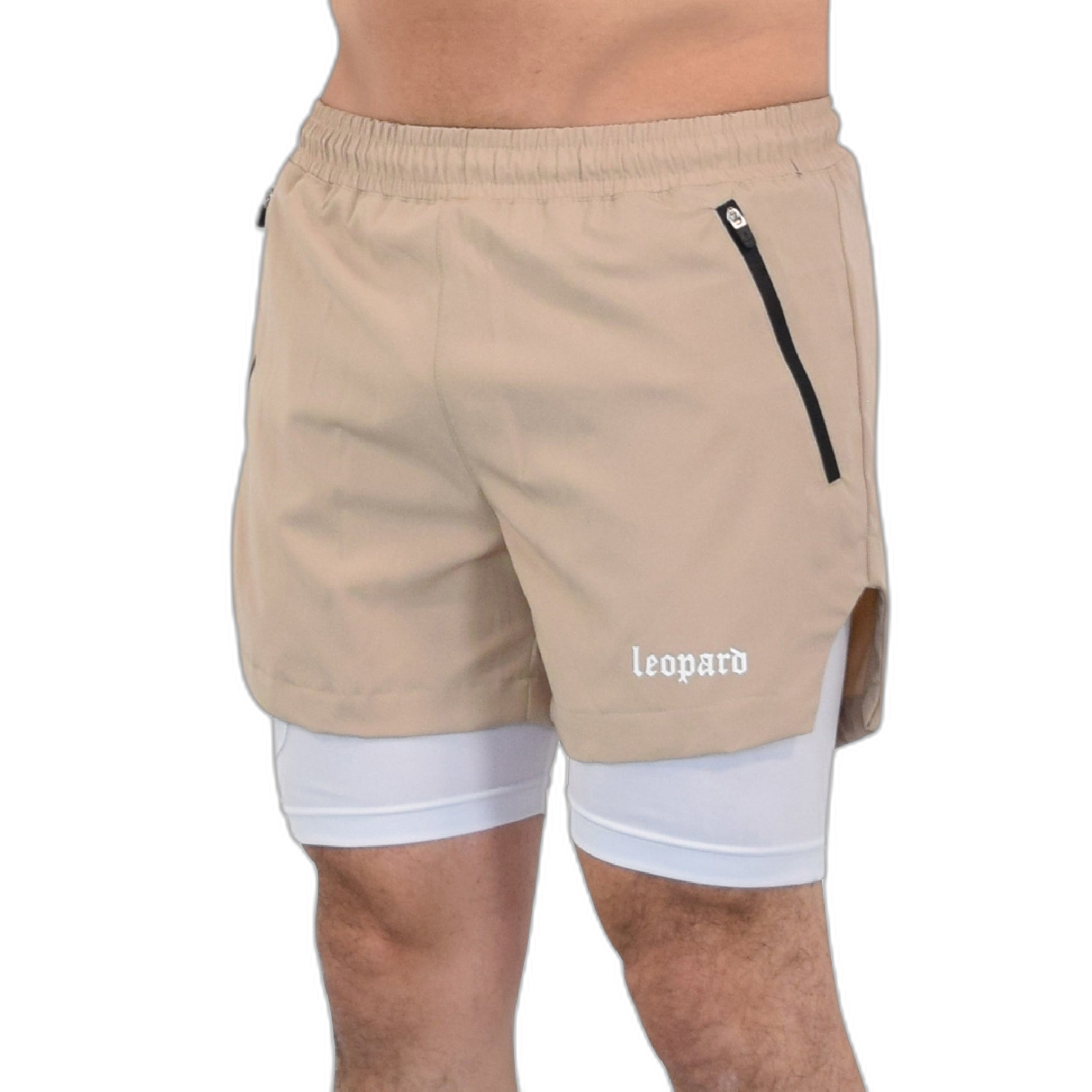 Speed Compression Short Ivory Cream Logo White