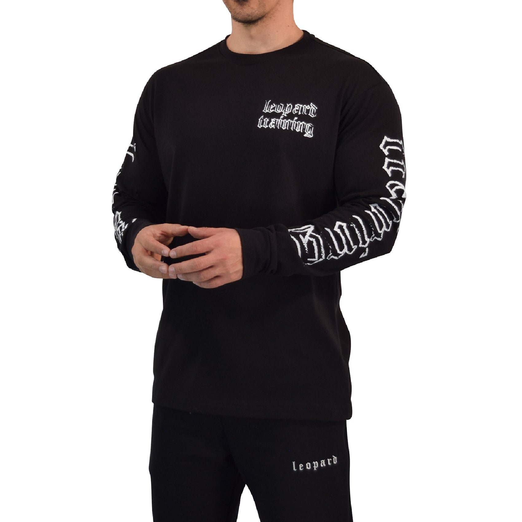 Playera Oversized Manga Larga Power Logo Black