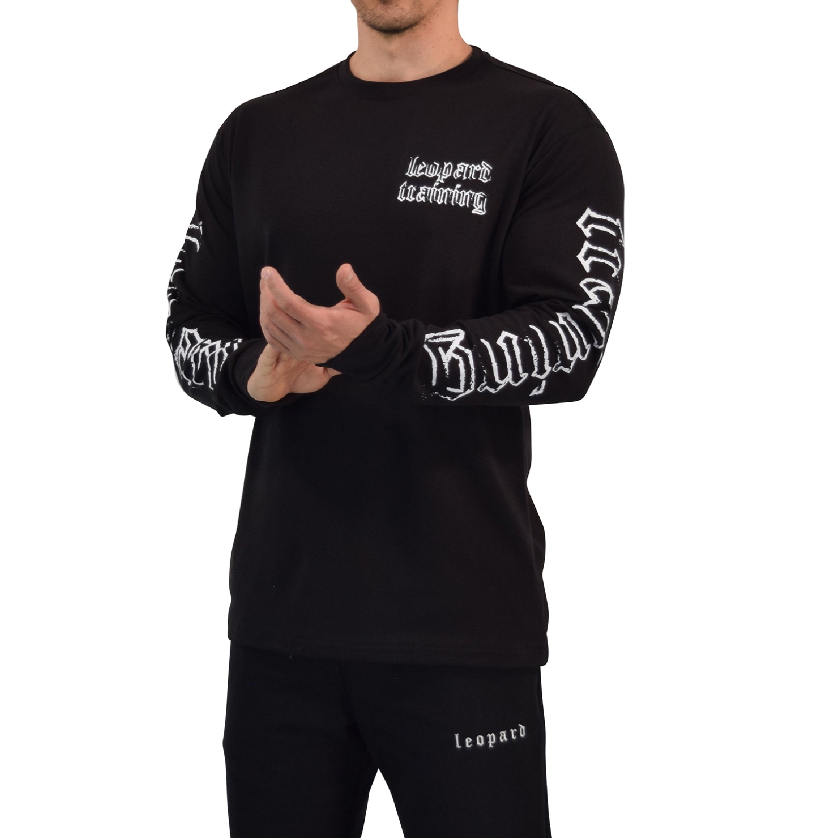 Playera Oversized Manga Larga Power Logo Black