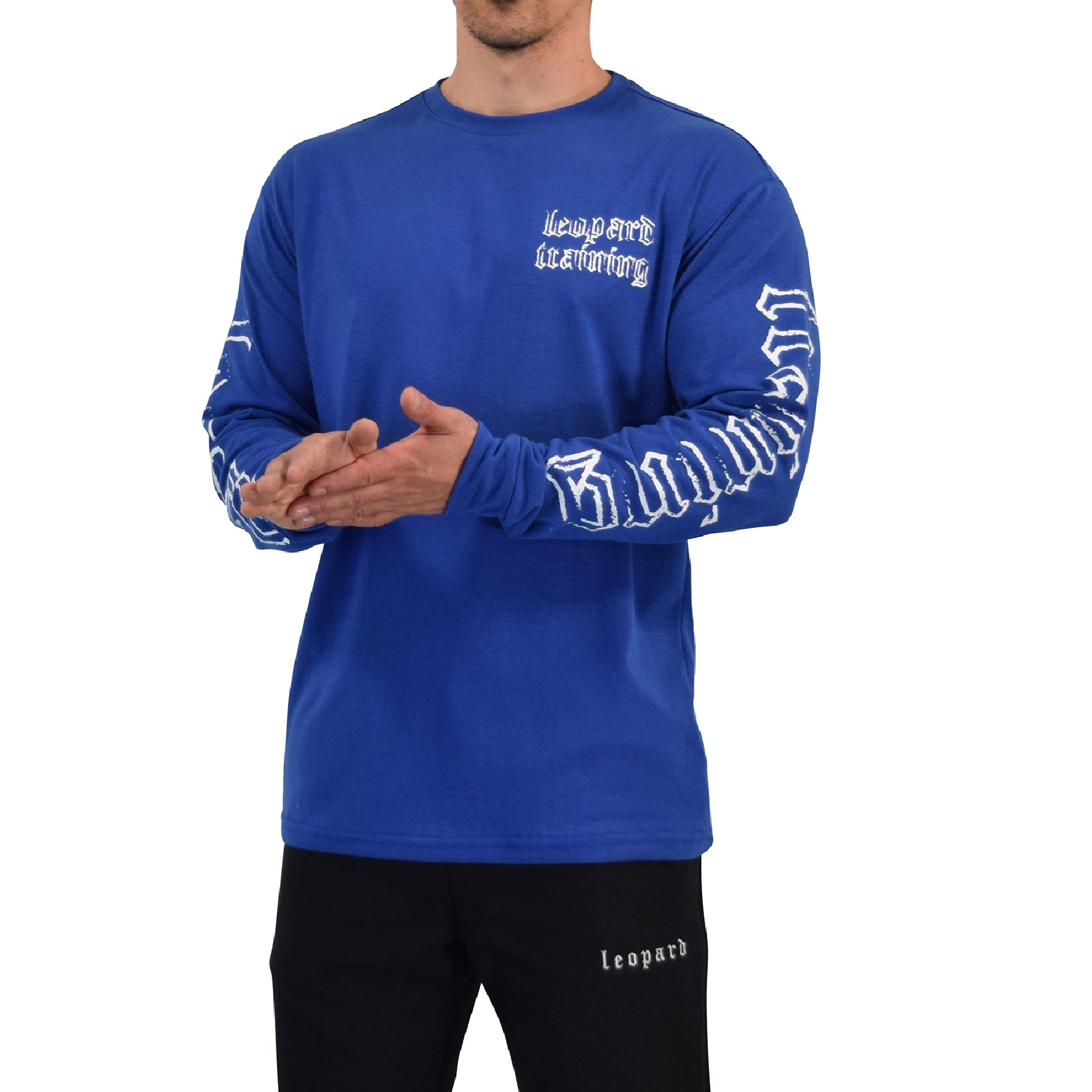 Playera Oversized Manga Larga Power Logo Royal