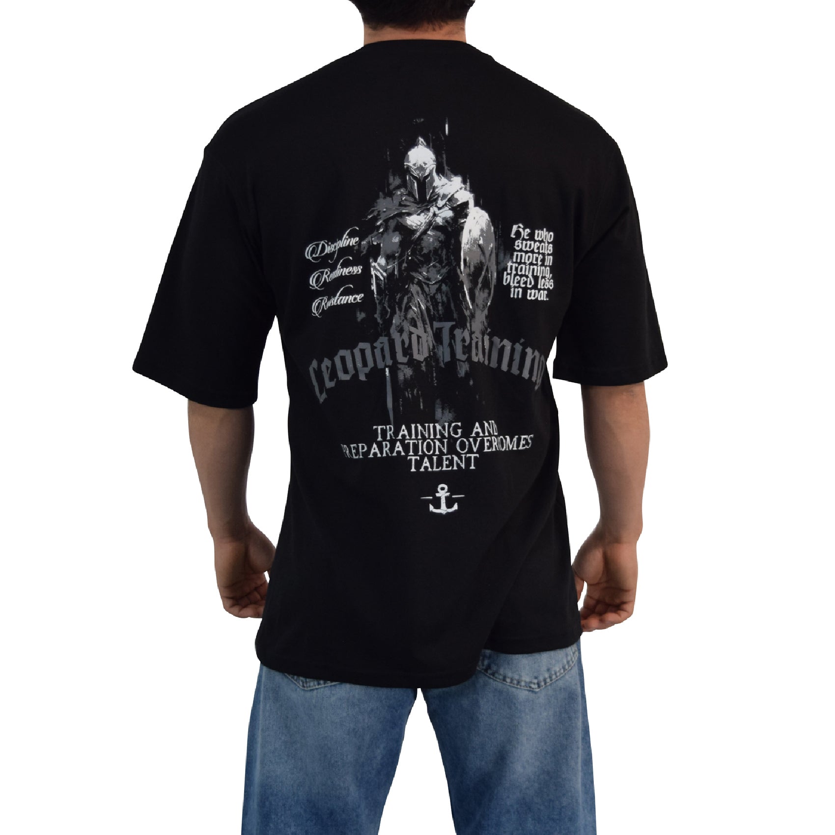 Playera Oversized Spartan Warrior Training Overcomes Black