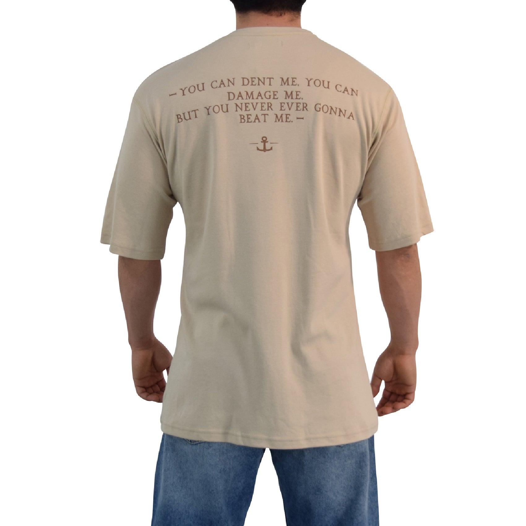 Playera Oversized Spartan Warrior Damage Me Light Brown