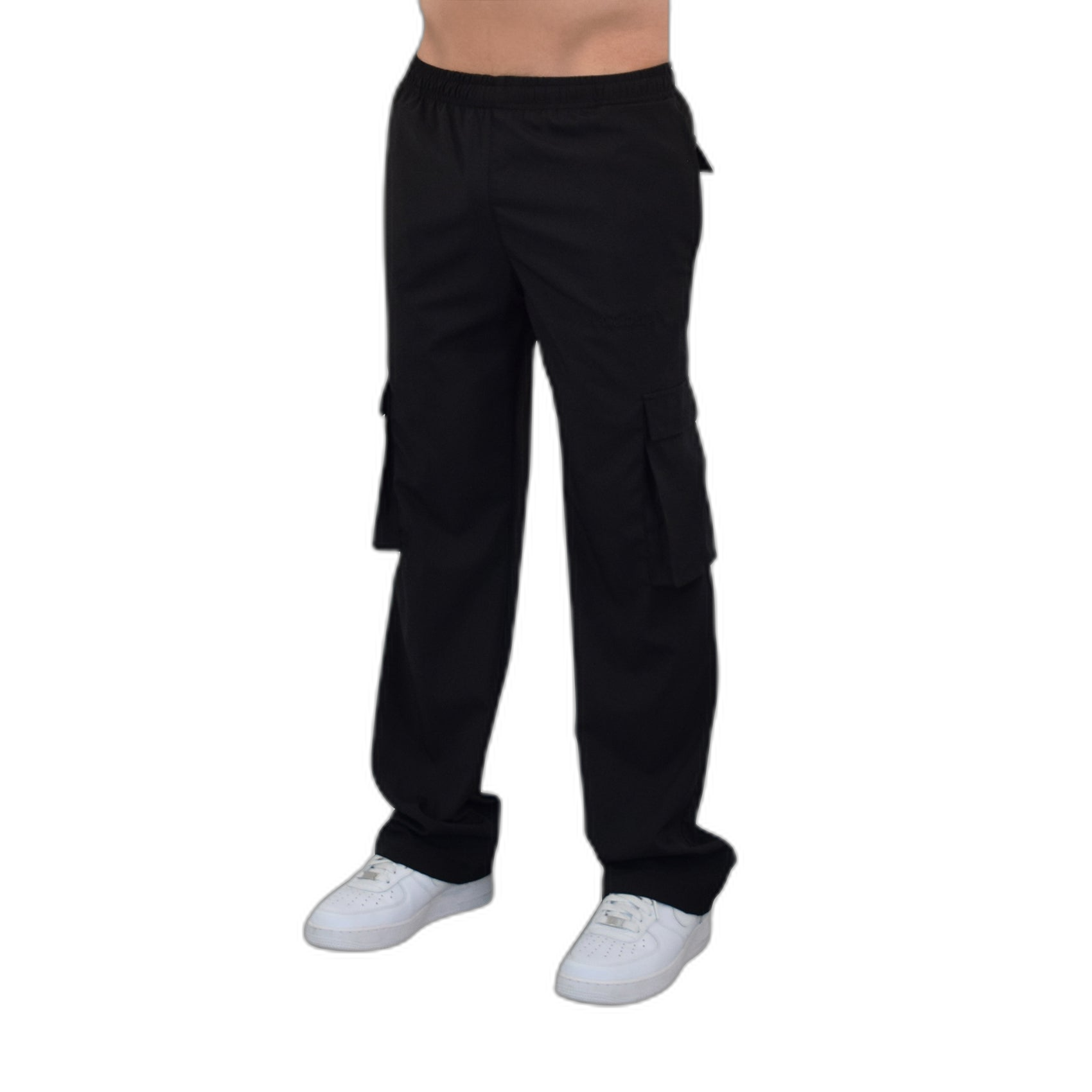 Parachute Cargo Track Pants Jogger Trouser Black