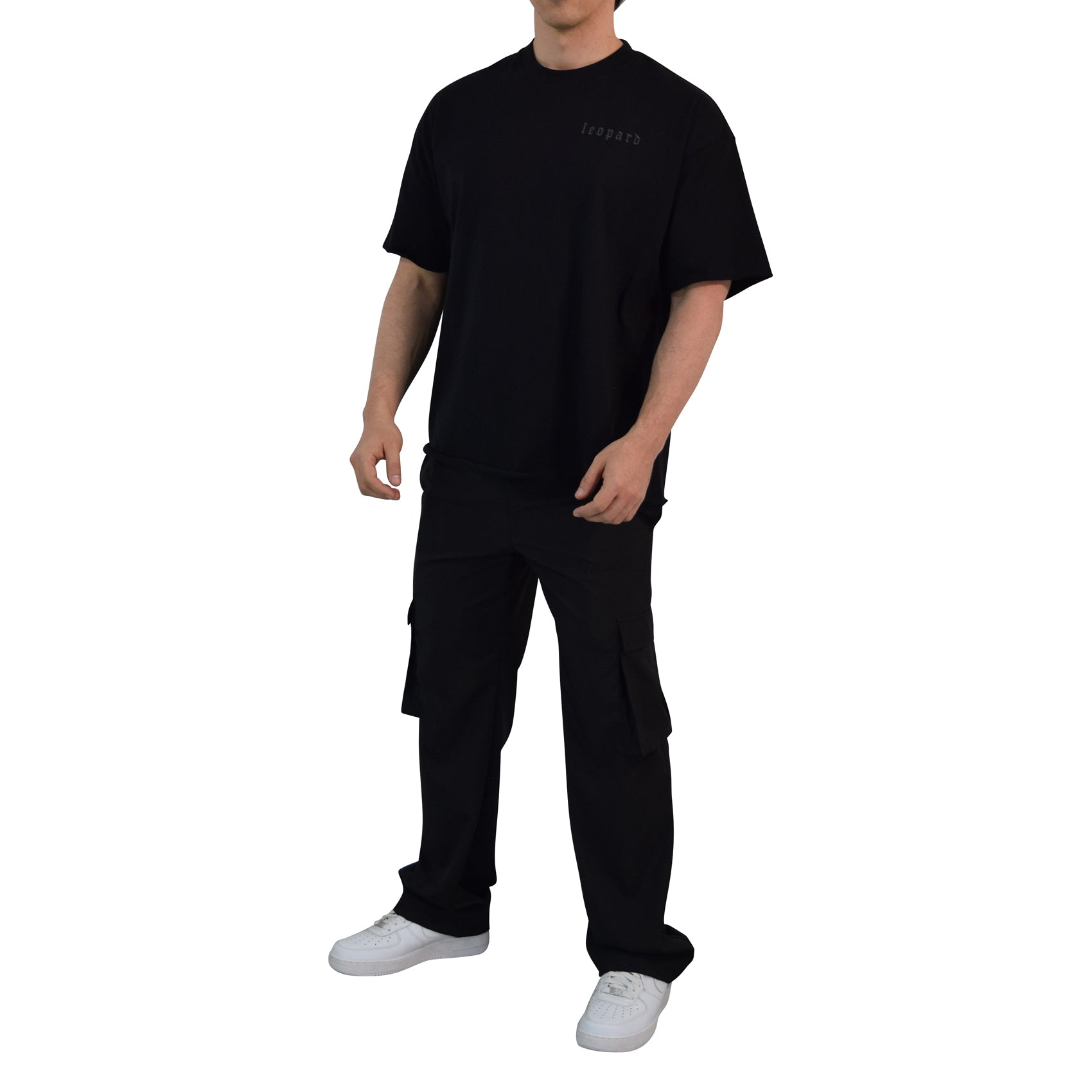 Parachute Cargo Track Pants Trouser Black