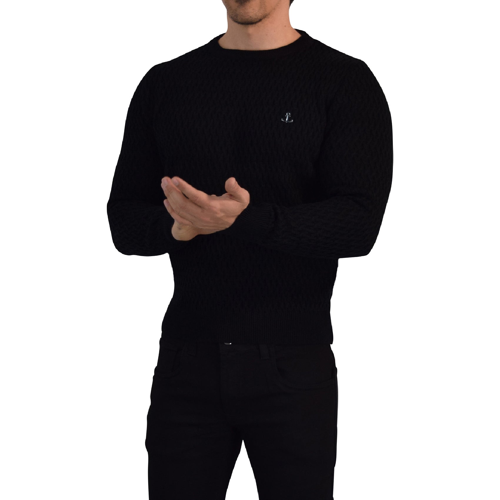 Crewneck Textured Sweater Black