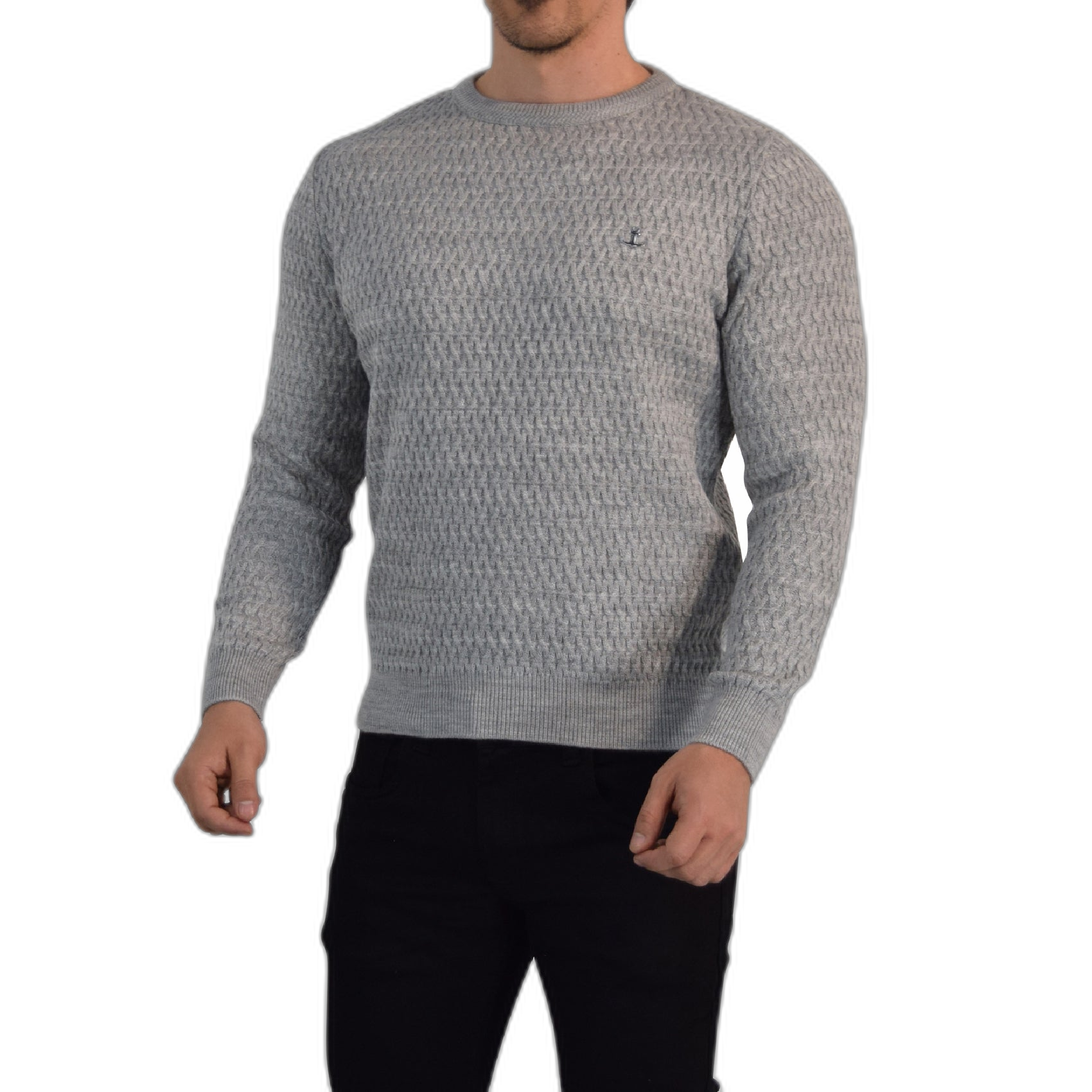 Crewneck Textured Sweater Pearl Gray