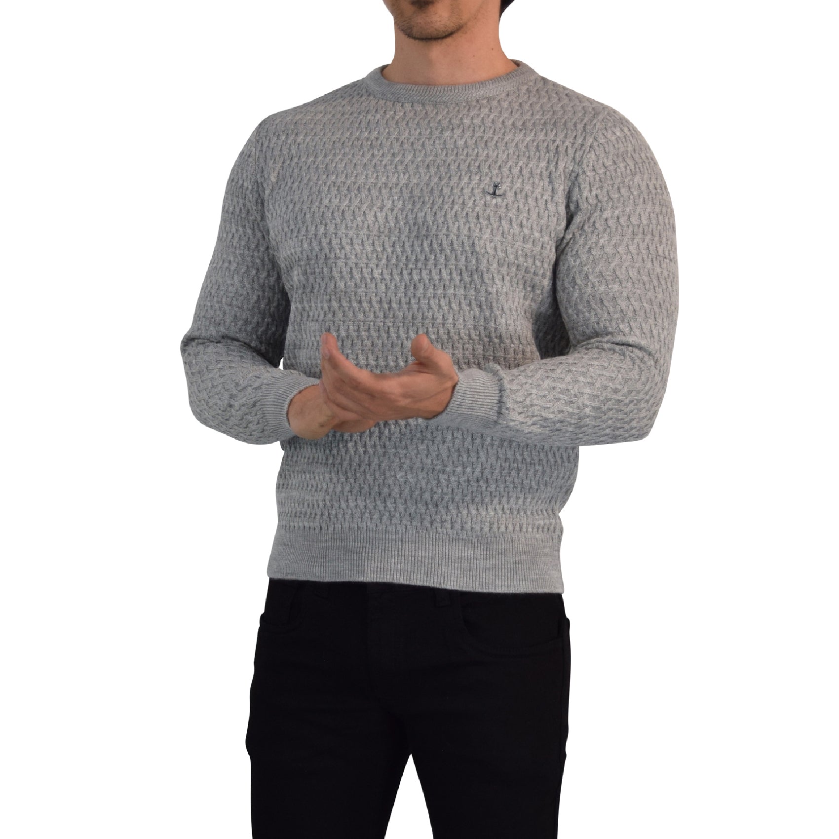 Crewneck Textured Sweater Pearl Gray