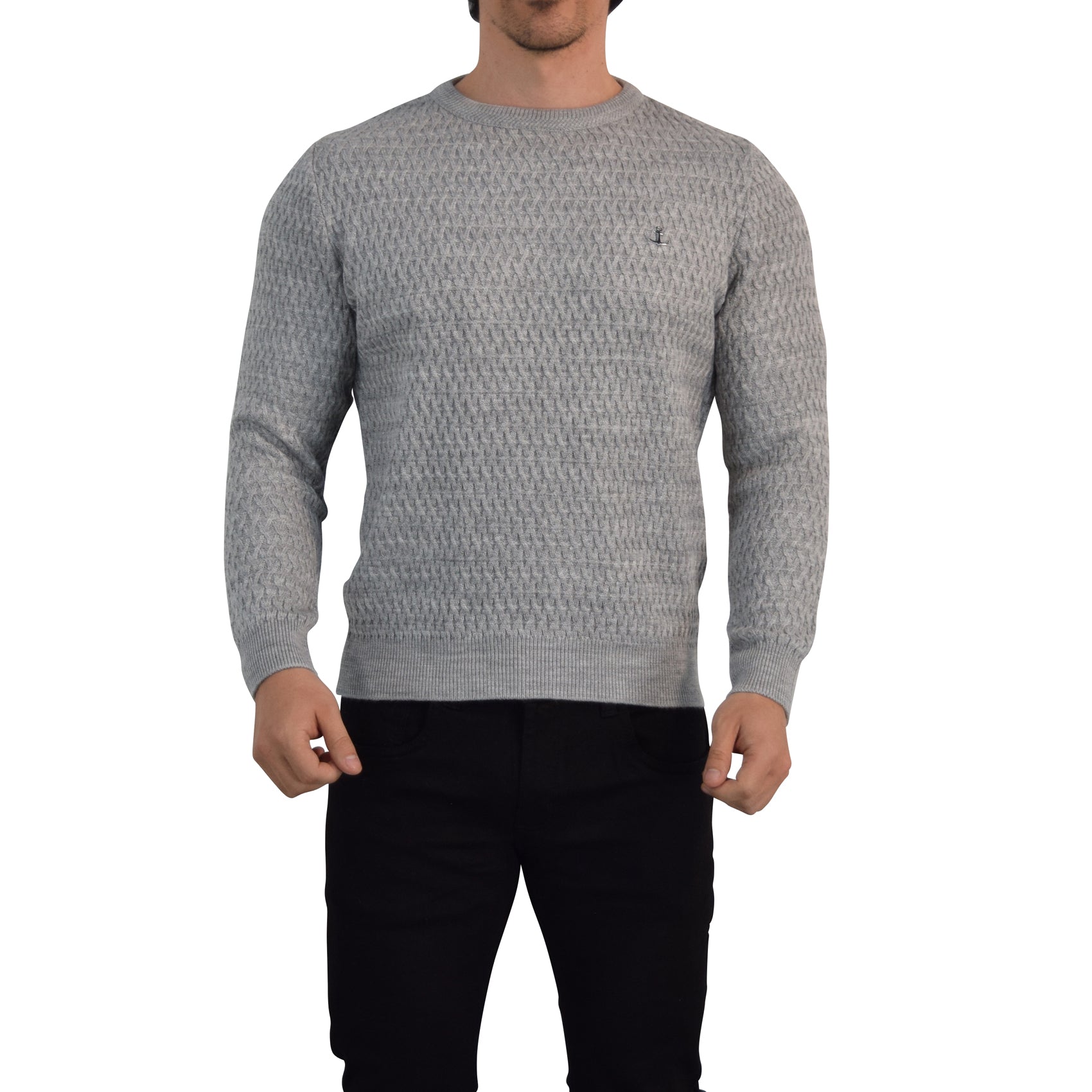 Crewneck Textured Sweater Pearl Gray