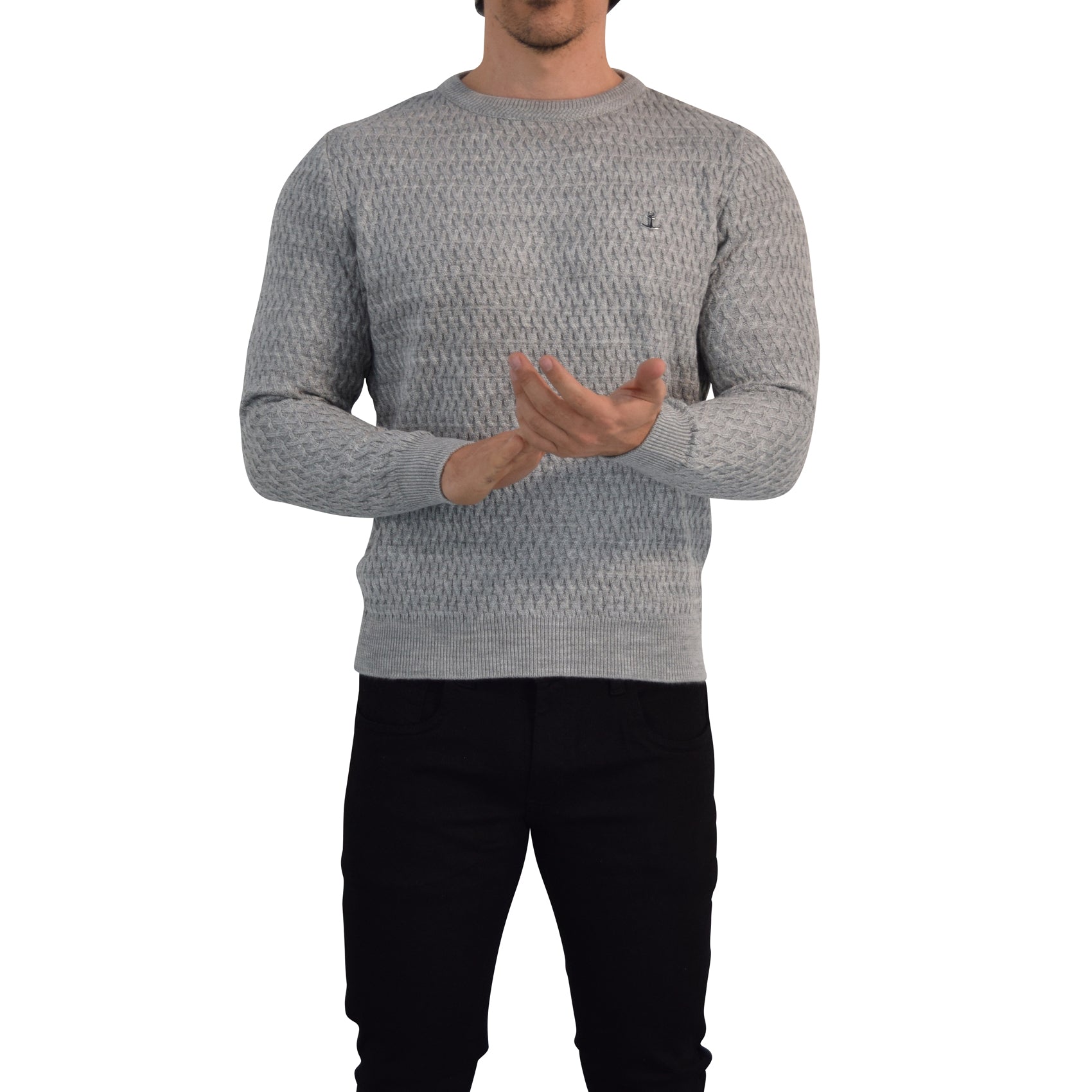 Crewneck Textured Sweater Pearl Gray