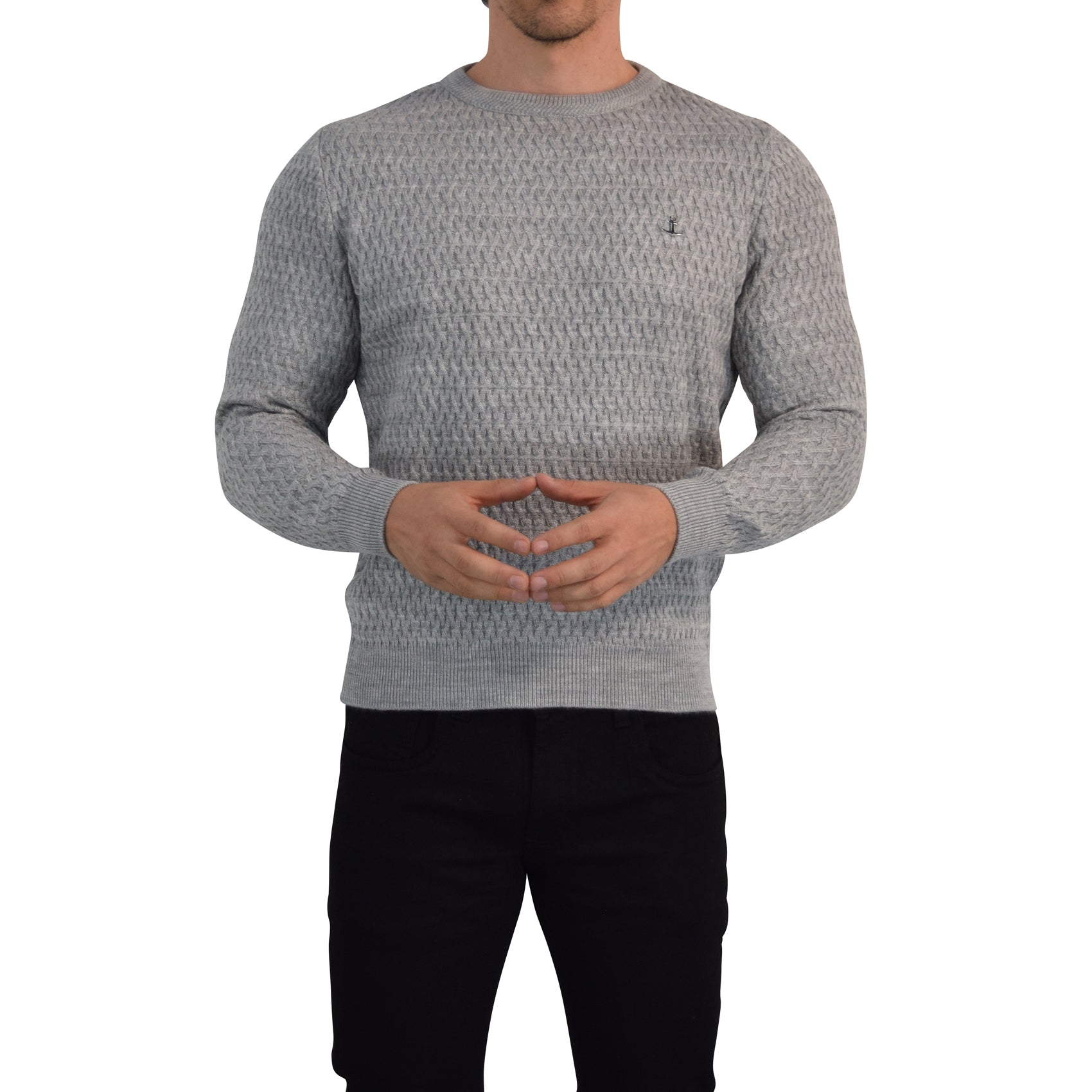 Crewneck Textured Sweater Pearl Gray