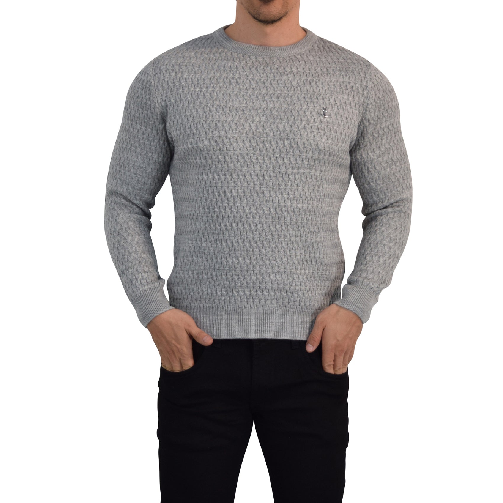 Crewneck Textured Sweater Pearl Gray