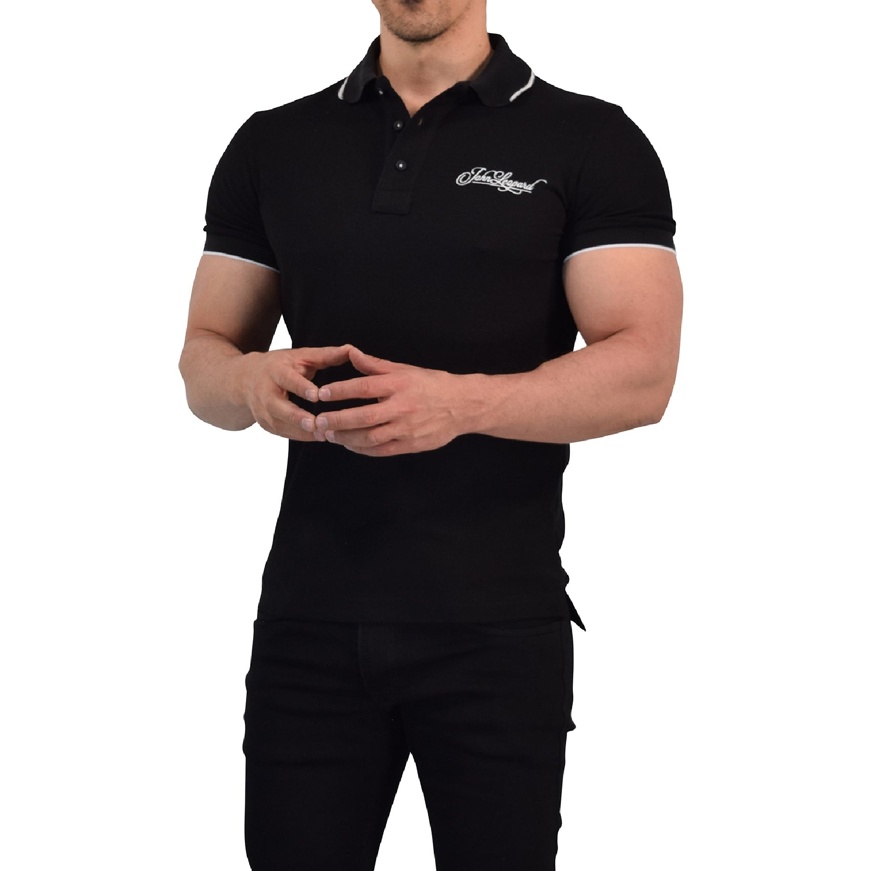 Zipped Short Sleeve Polo Full Black