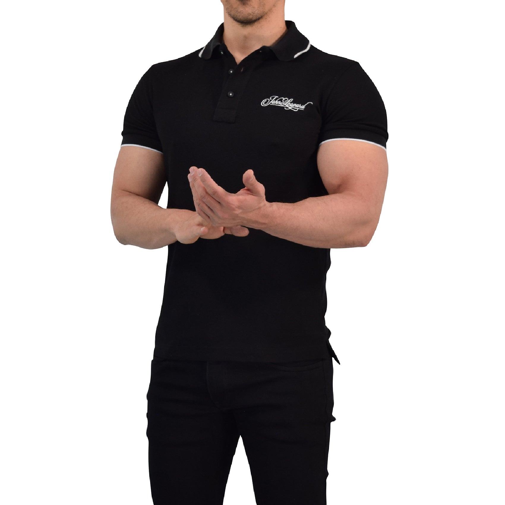 Zipped Short Sleeve Polo Full Black