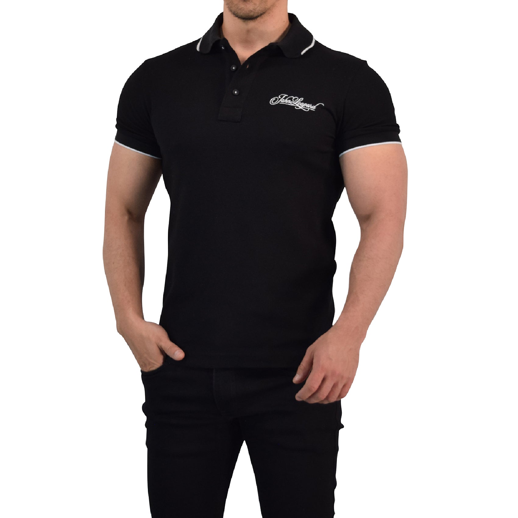 Zipped Short Sleeve Polo Full Black