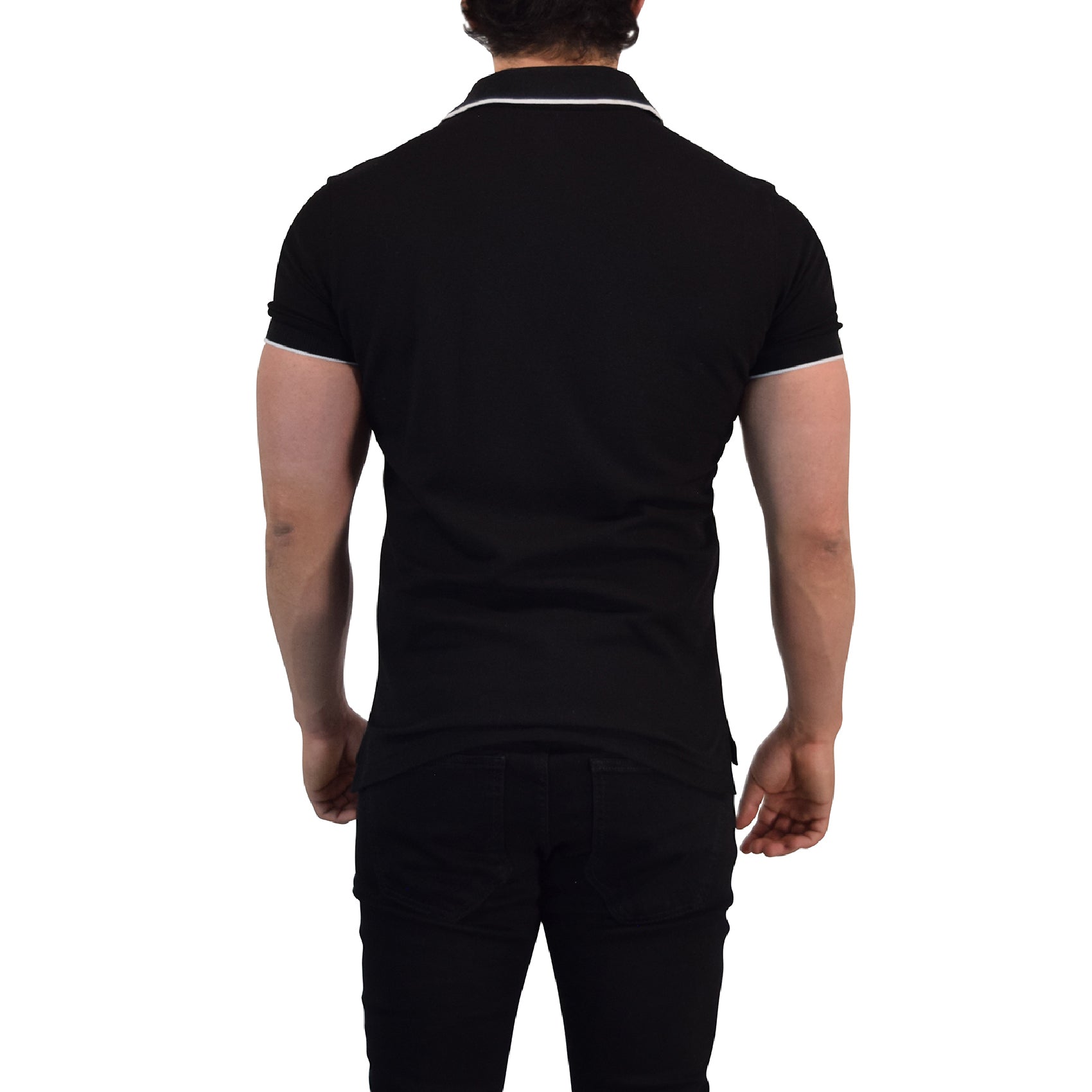 Zipped Short Sleeve Polo Full Black