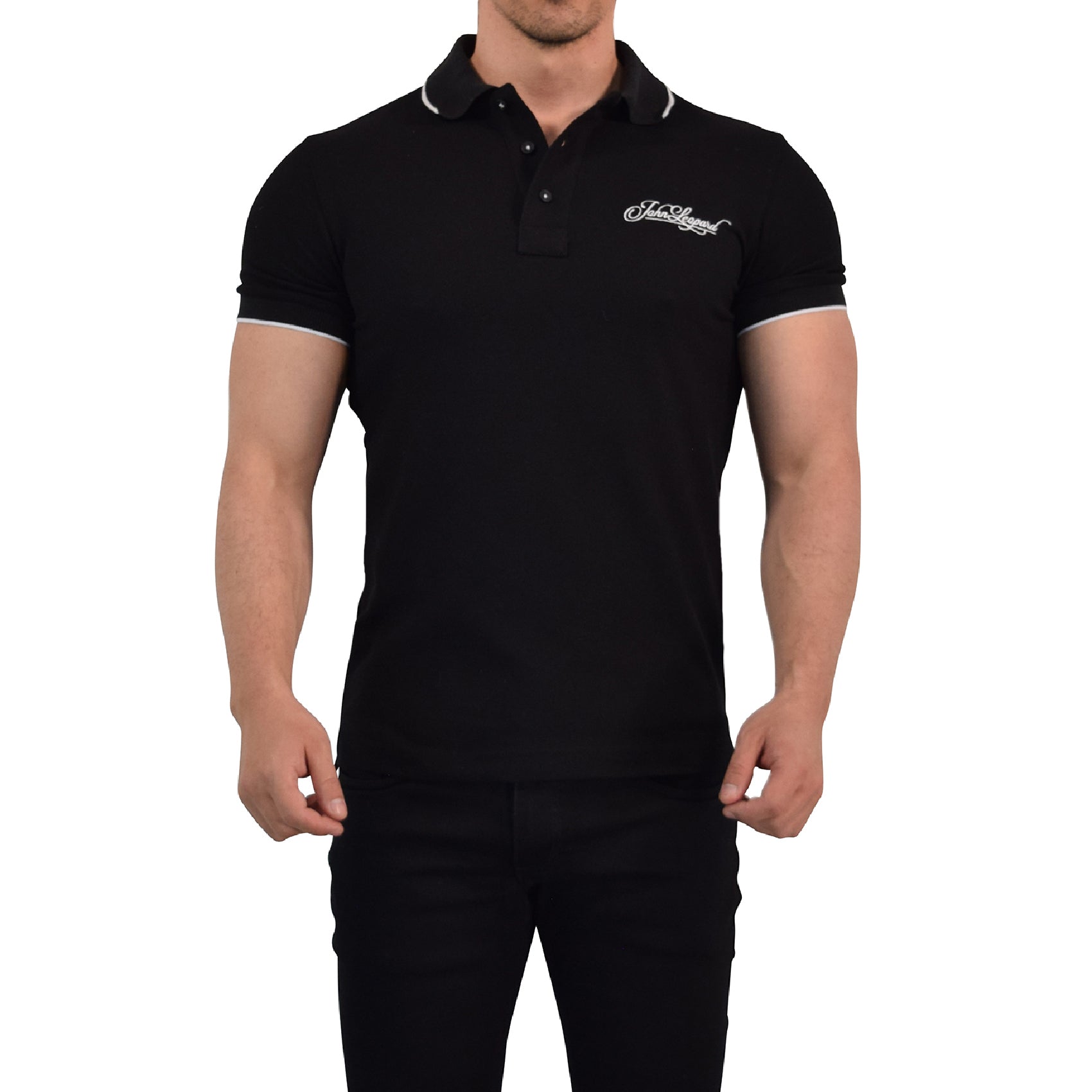 Zipped Short Sleeve Polo Full Black