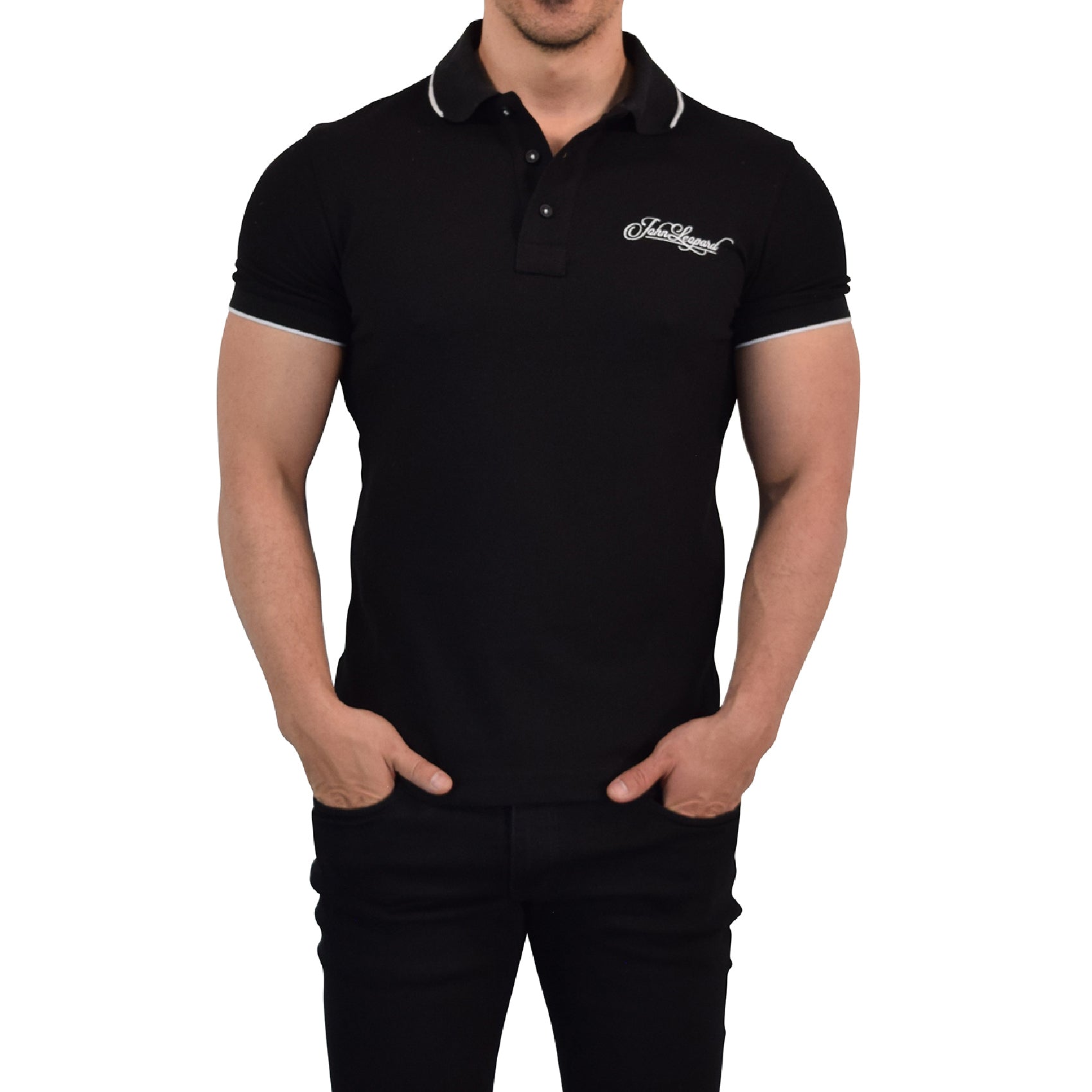 Zipped Short Sleeve Polo Full Black