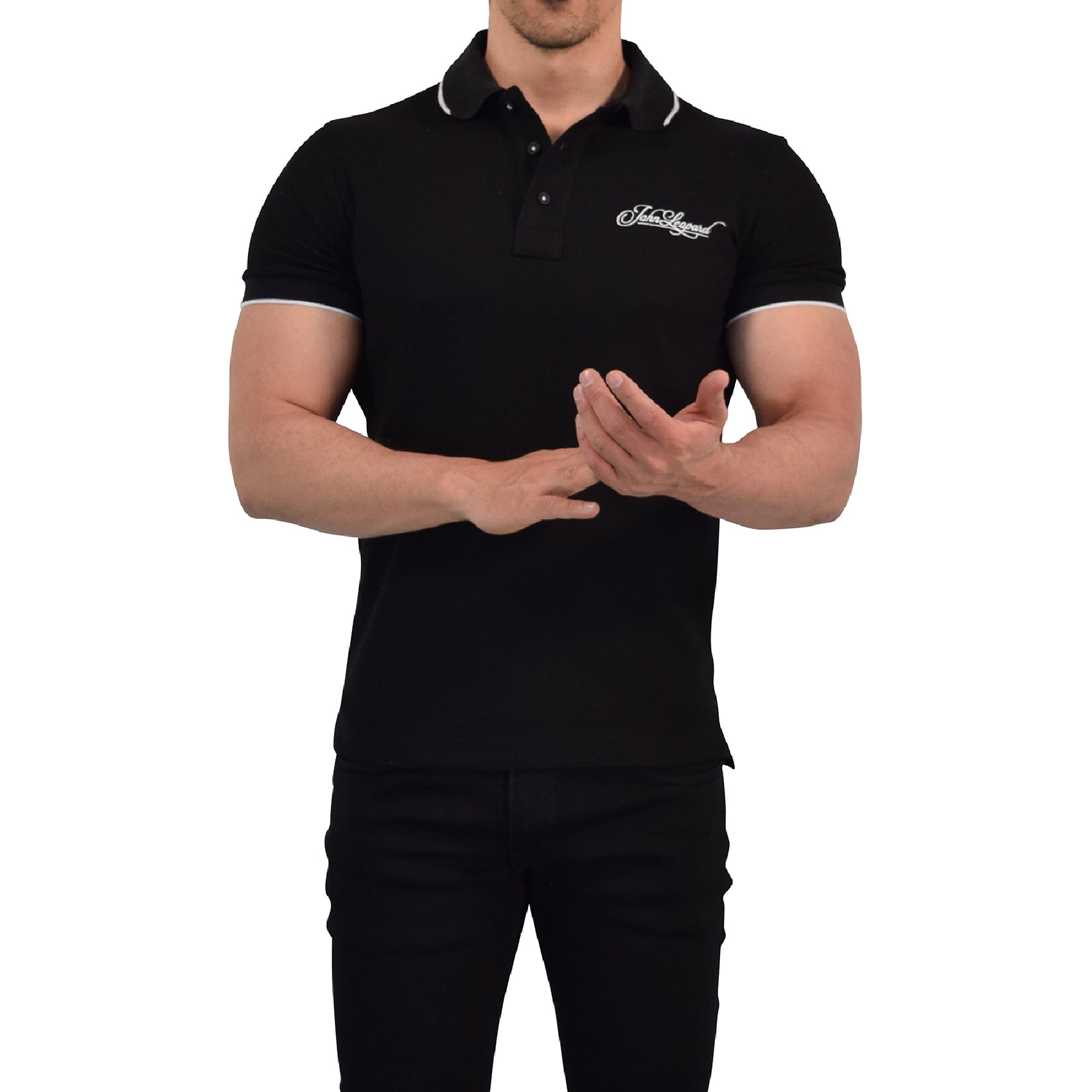 Zipped Short Sleeve Polo Full Black