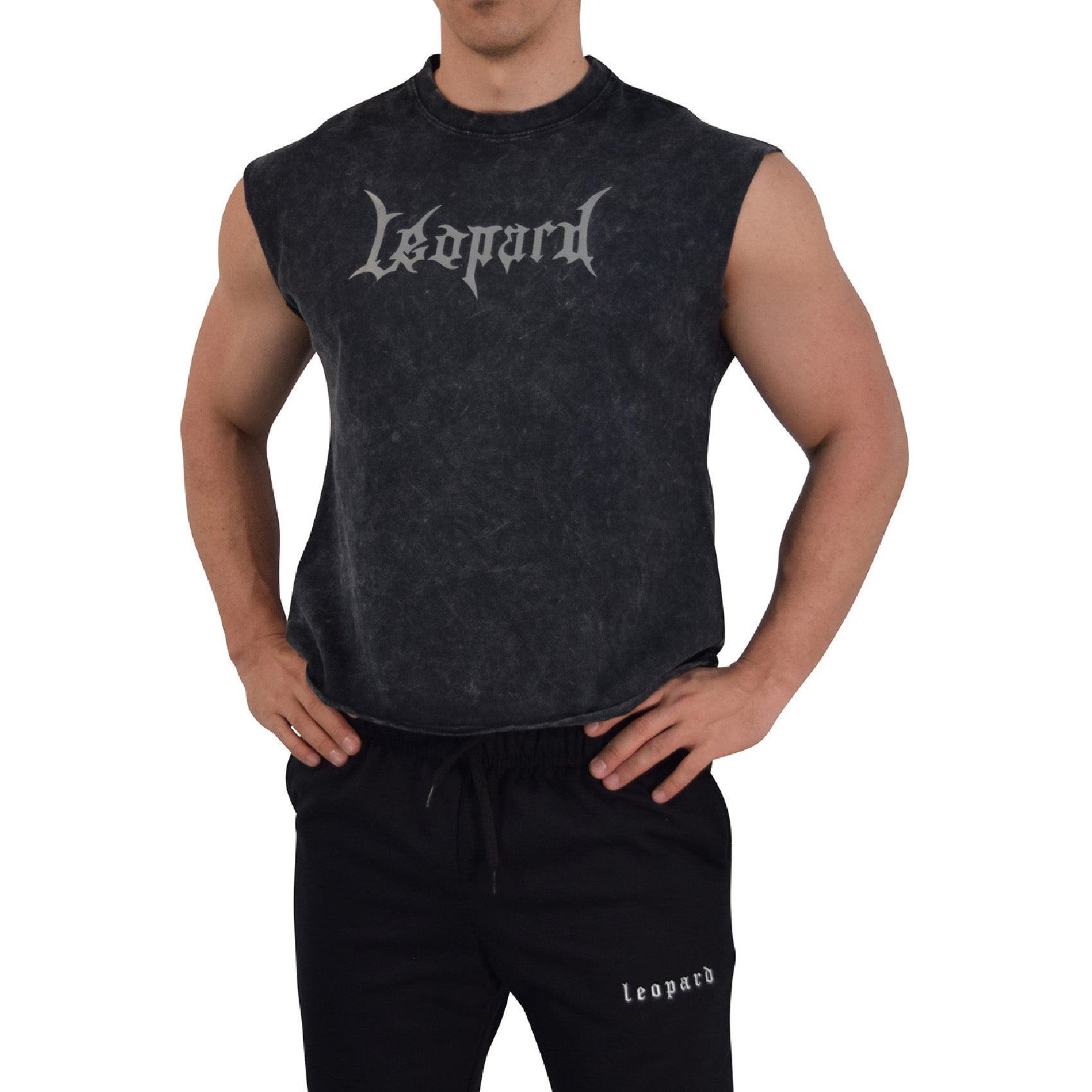 Playera Sleeveless Boxy | Oversized Fit Dark Series Leopard Acid Wash