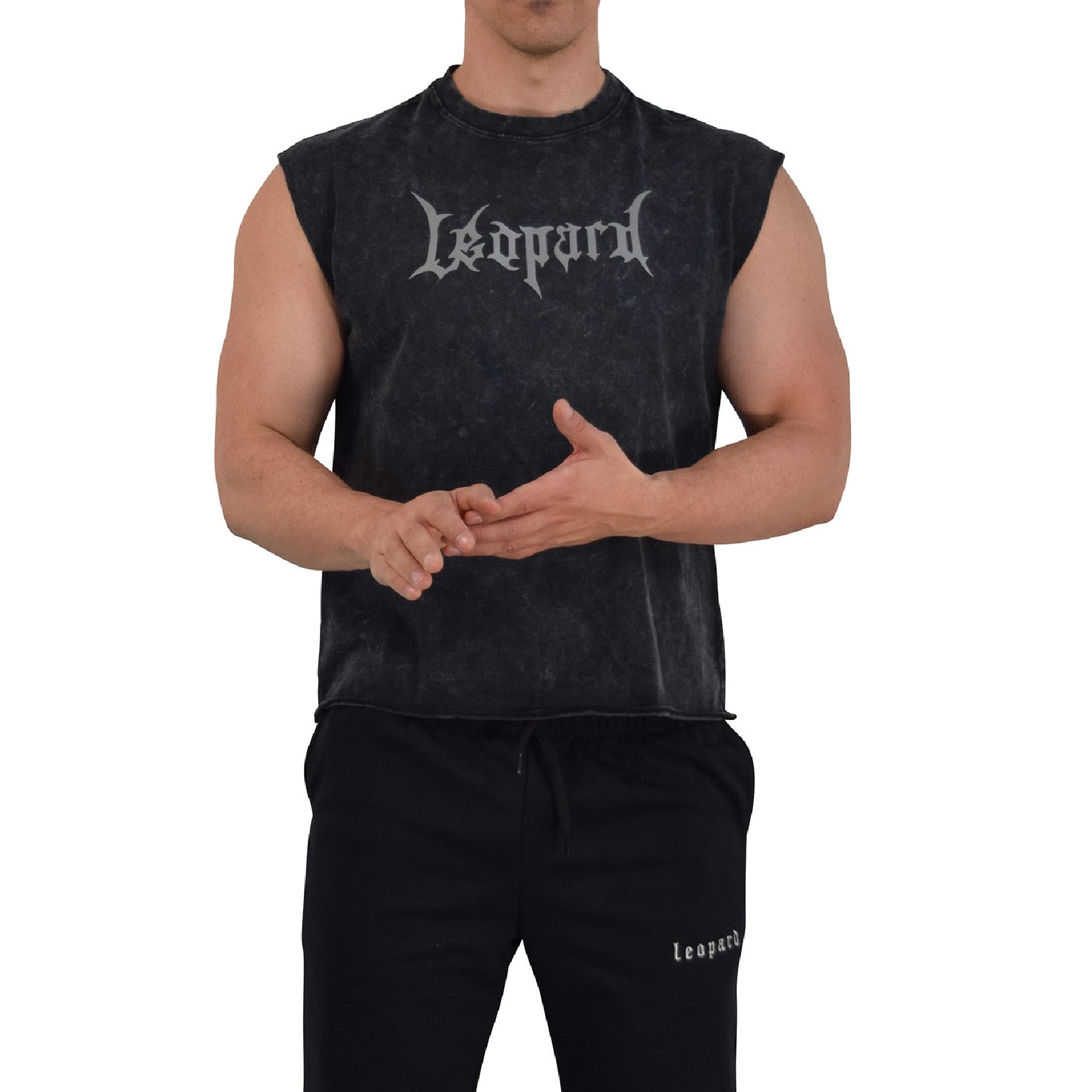 Playera Sleeveless Boxy | Oversized Fit Dark Series Leopard Acid Wash
