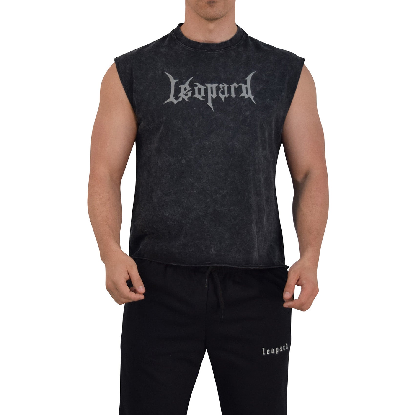 Playera Sleeveless Boxy | Oversized Fit Dark Series Leopard Acid Wash