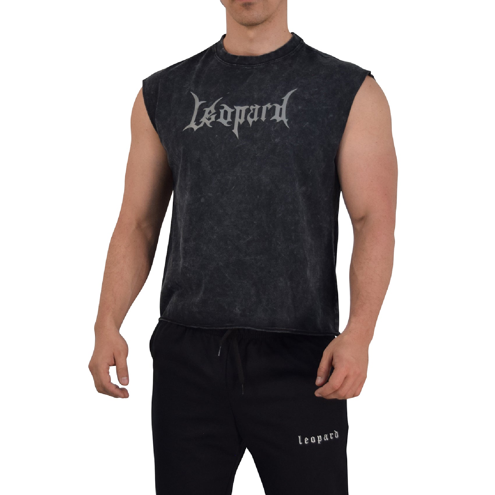 Playera Sleeveless Boxy | Oversized Fit Dark Series Leopard Acid Wash