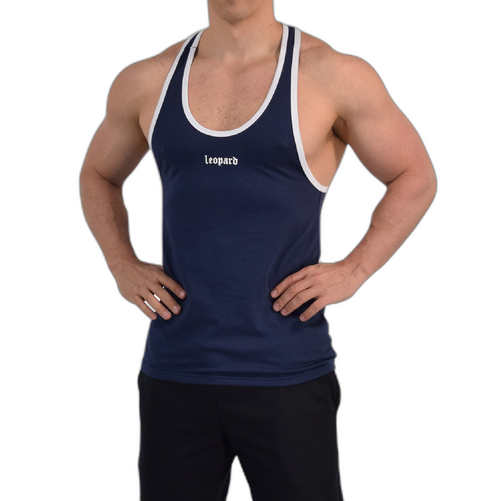 Stringer Tank Powerhouse Navy 3D Logo White