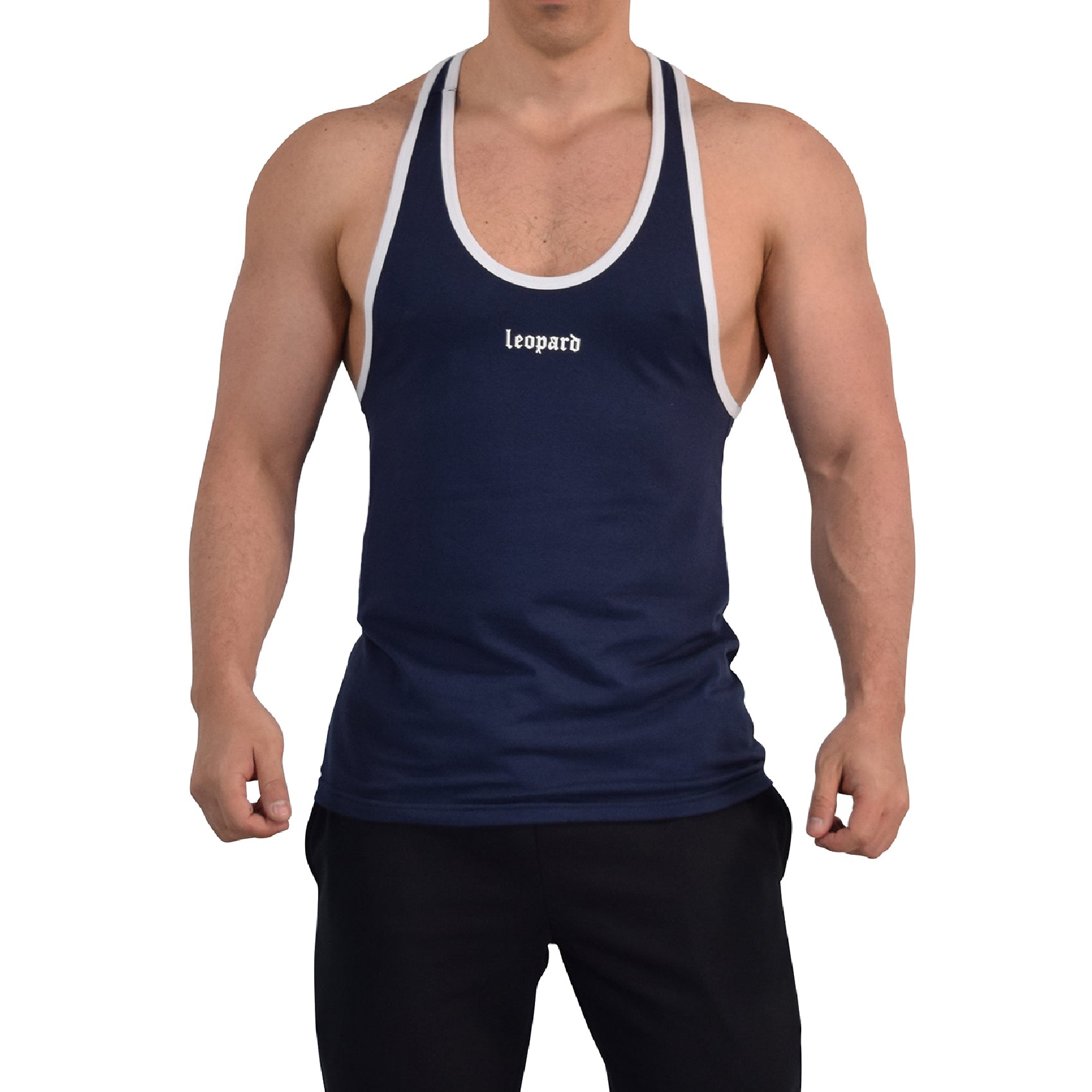 Stringer Tank Powerhouse Navy 3D Logo White