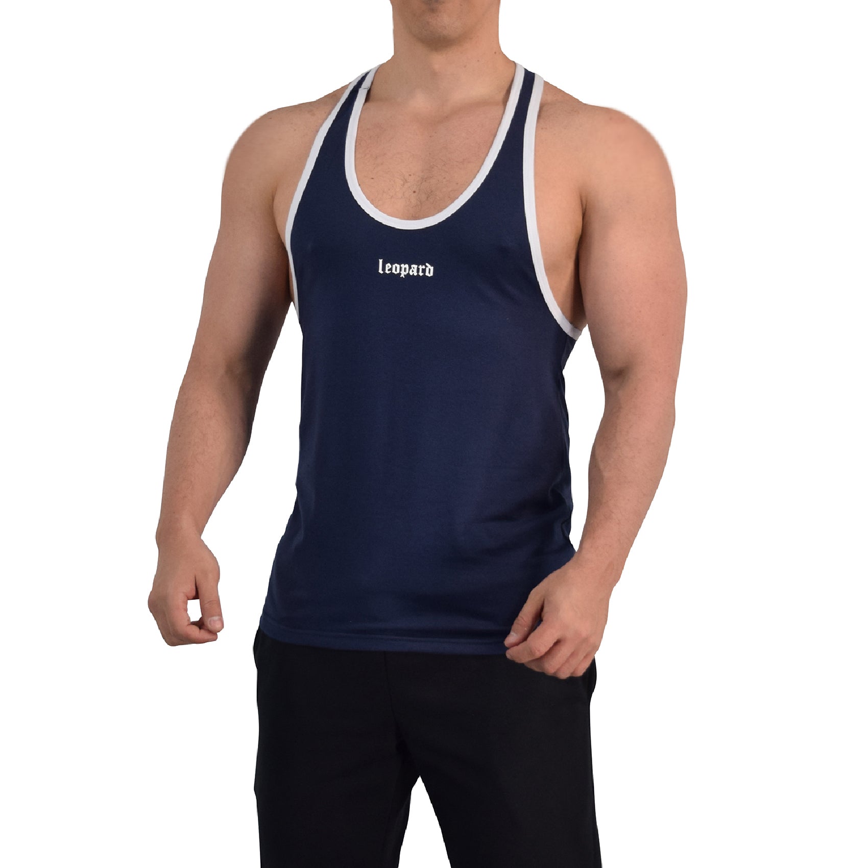 Stringer Tank Powerhouse Navy 3D Logo White