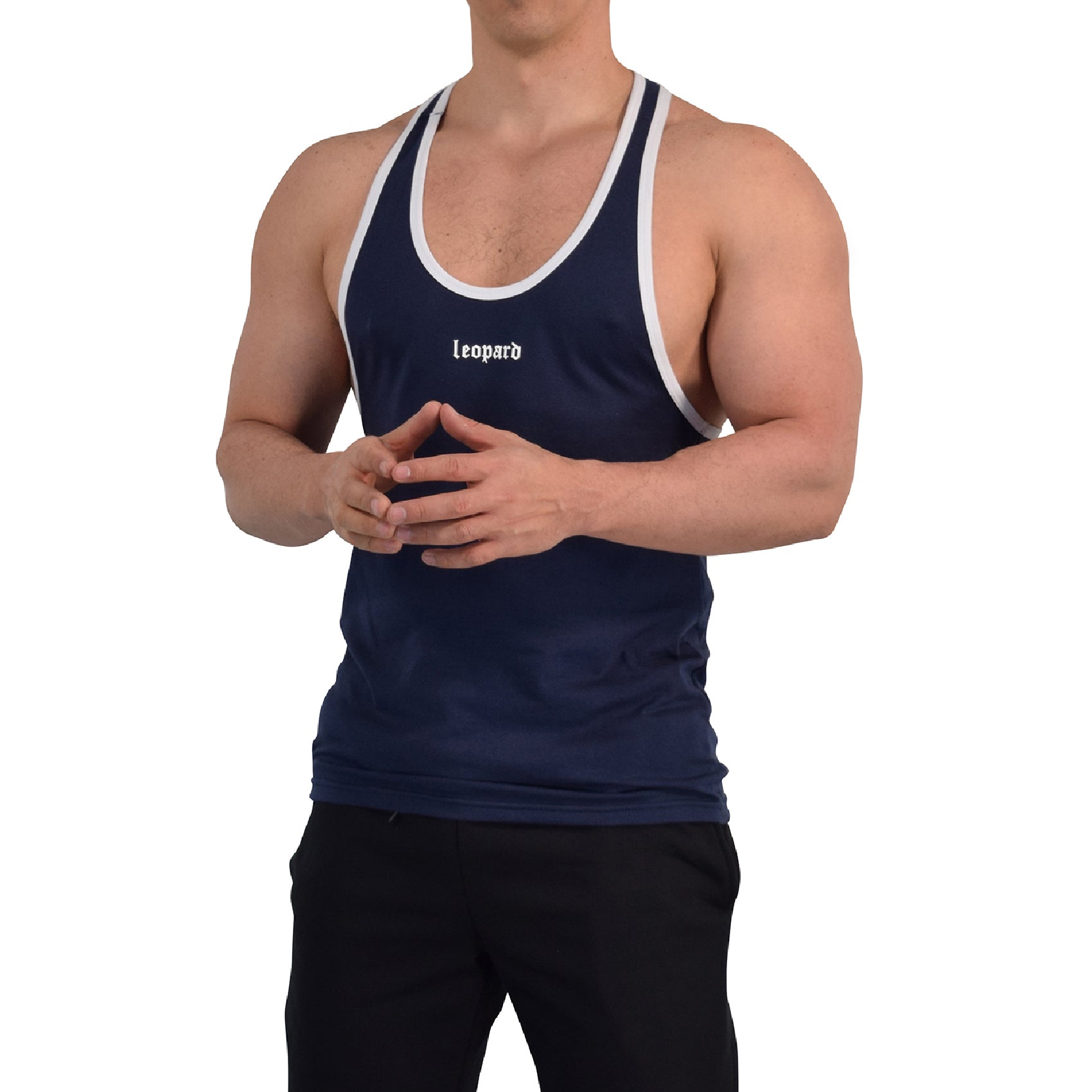 Stringer Tank Powerhouse Navy 3D Logo White