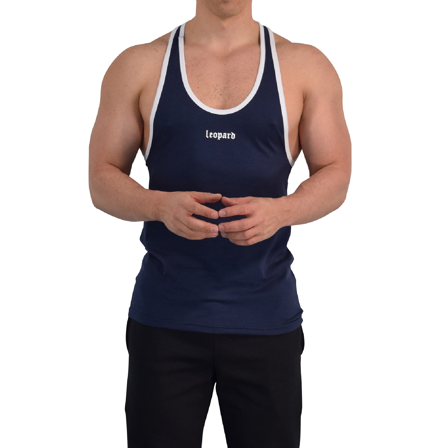 Stringer Tank Powerhouse Navy 3D Logo White