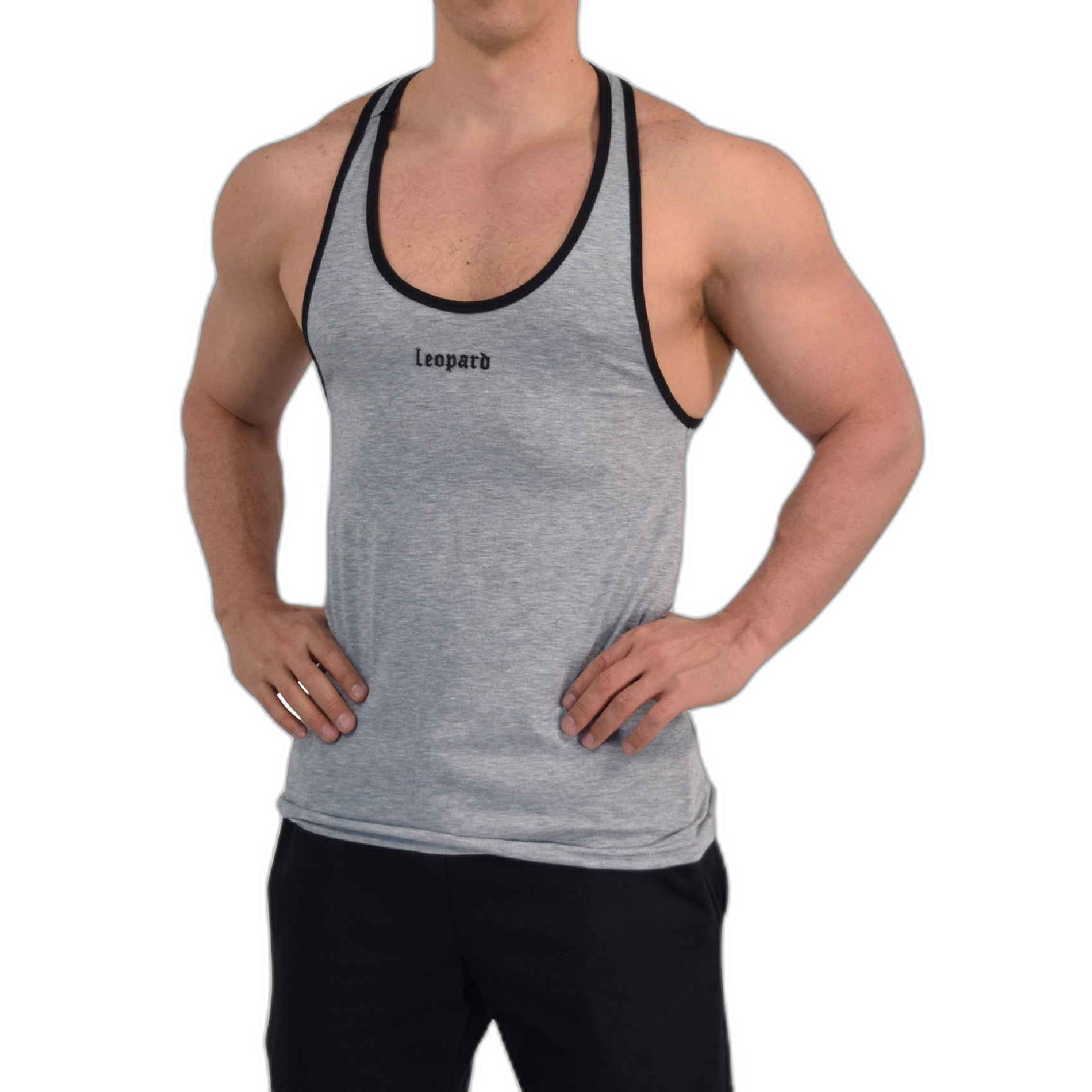 Stringer Tank Powerhouse Light Gray 3D Logo Black