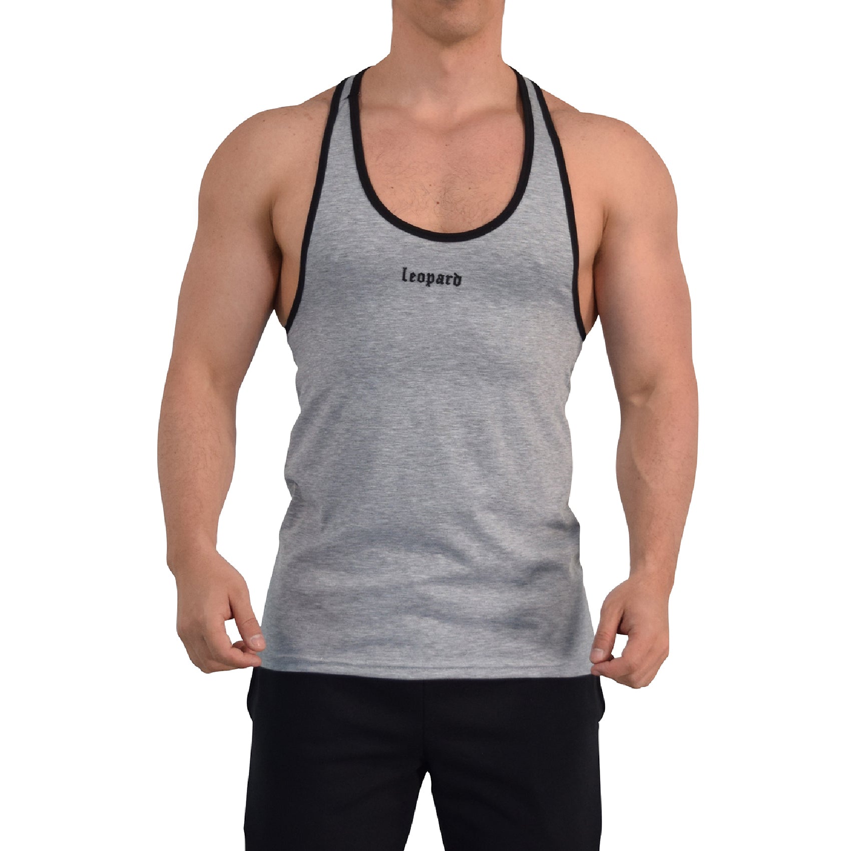 Stringer Tank Powerhouse Light Gray 3D Logo Black