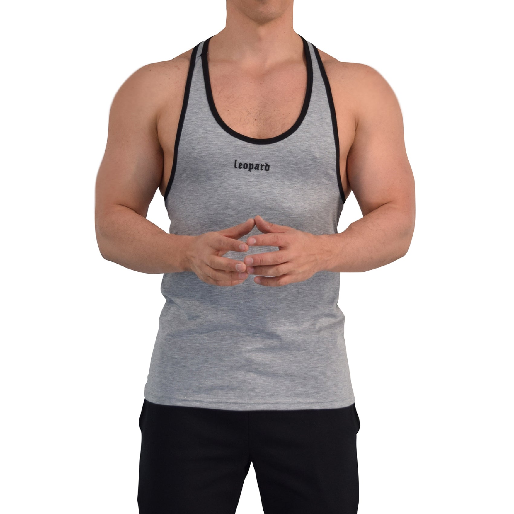 Stringer Tank Powerhouse Light Gray 3D Logo Black