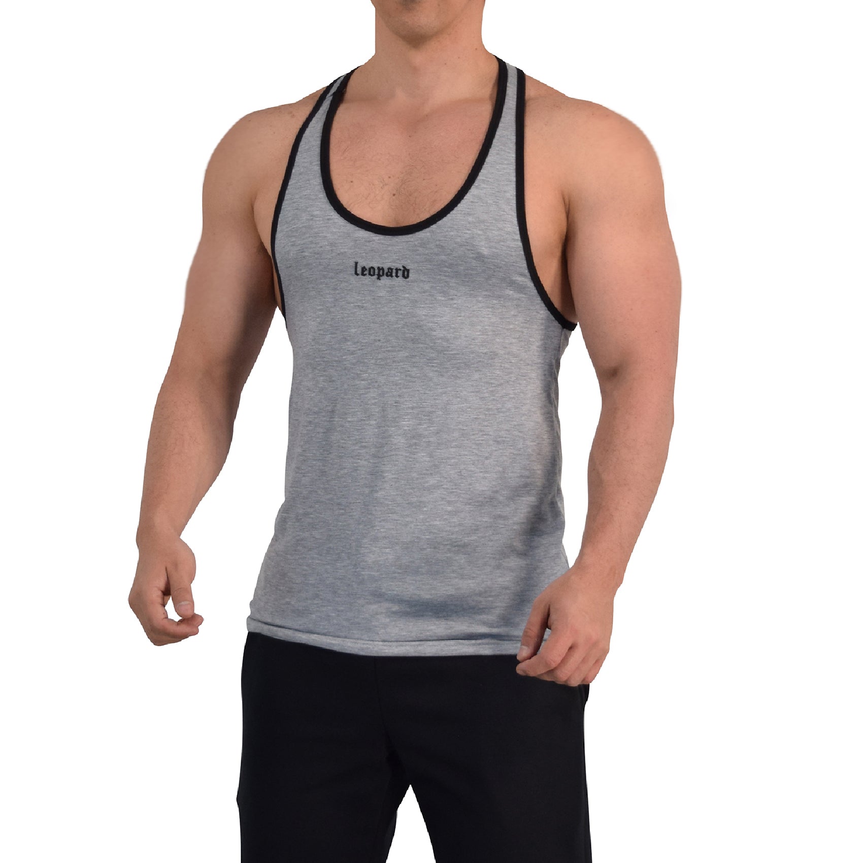 Stringer Tank Powerhouse Light Gray 3D Logo Black