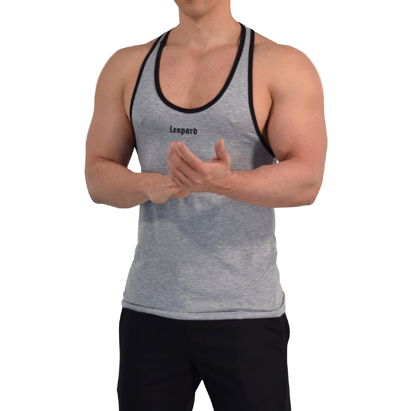 Stringer Tank Powerhouse Light Gray 3D Logo Black