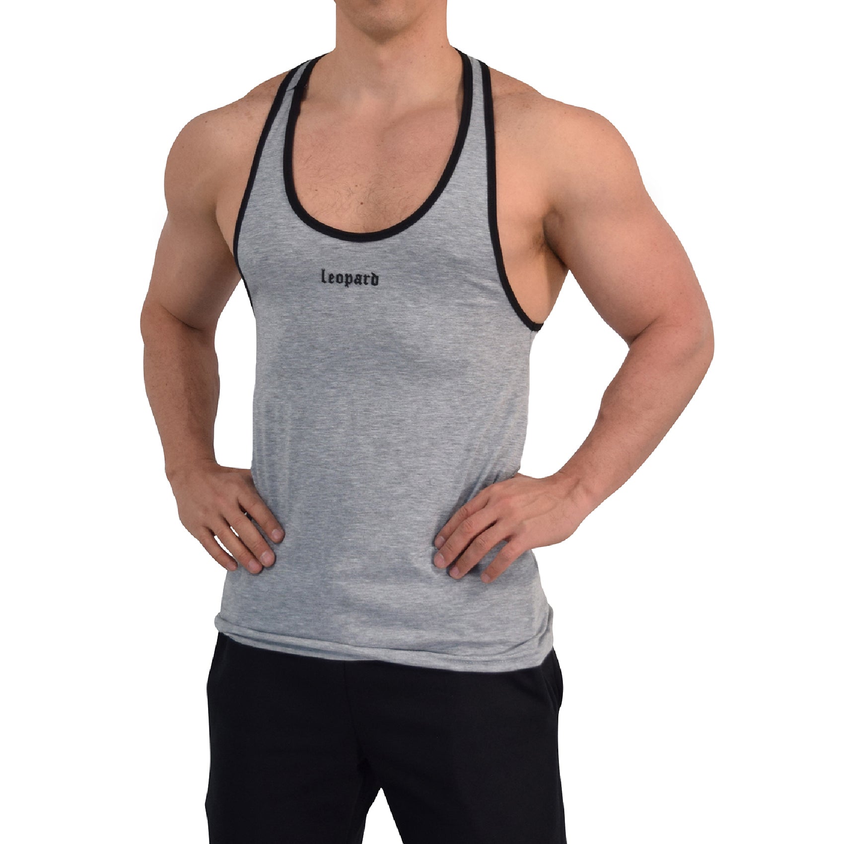 Stringer Tank Powerhouse Light Gray 3D Logo Black