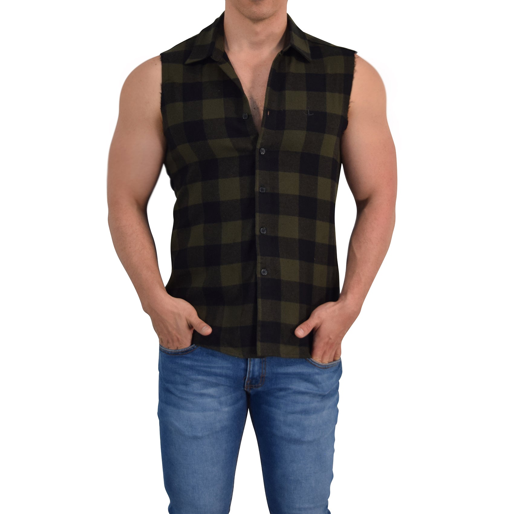 Camisa Flannel Cutoff Shirt Army Green