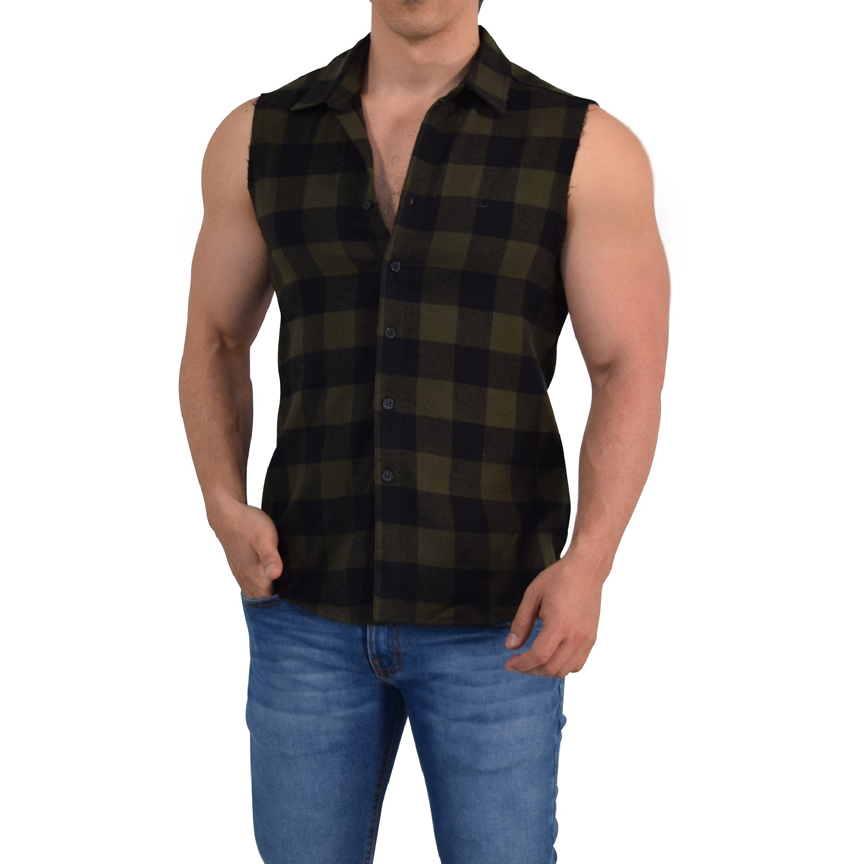 Camisa Flannel Cutoff Shirt Army Green