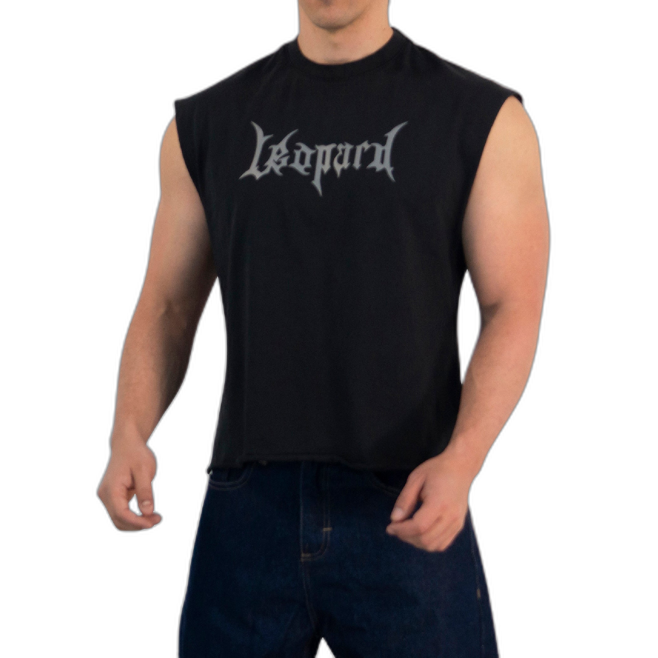 Playera Sleeveless Boxy | Oversized Fit Dark Series Leopard Pigment Black