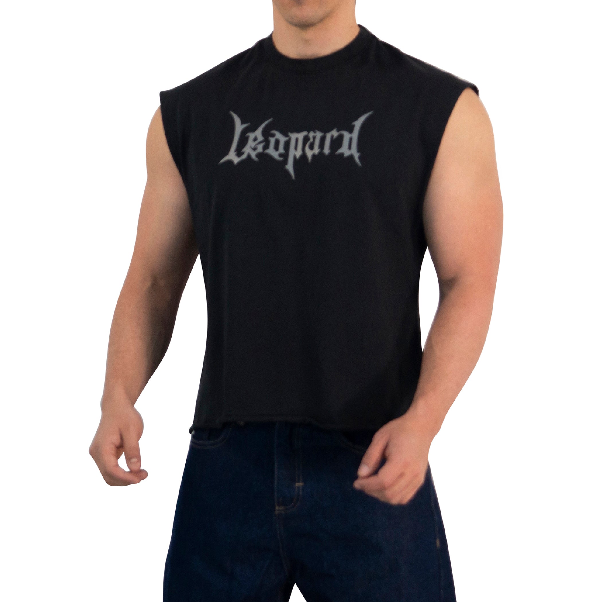 Playera Sleeveless Boxy | Oversized Fit Dark Series Leopard Pigment Black