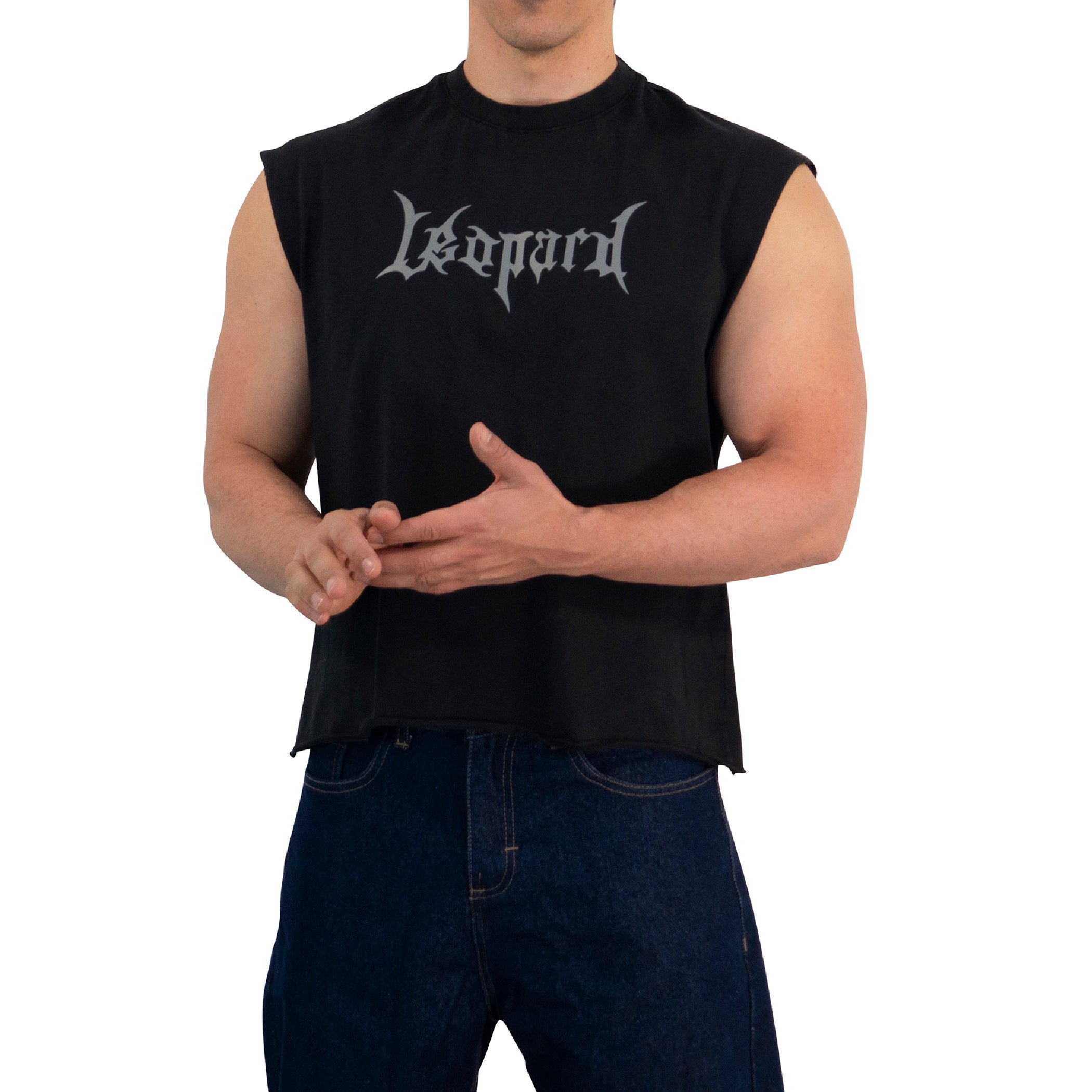Playera Sleeveless Boxy | Oversized Fit Dark Series Leopard Pigment Black