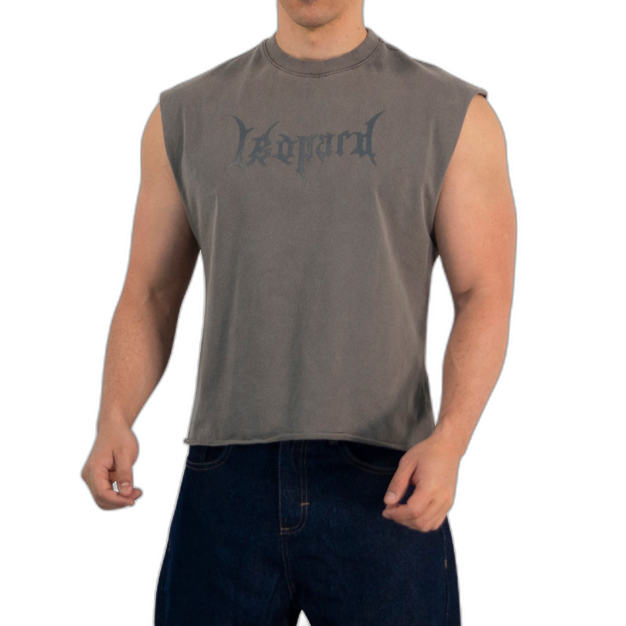 Playera Sleeveless Boxy | Oversized Fit Dark Series Leopard Pigment Green