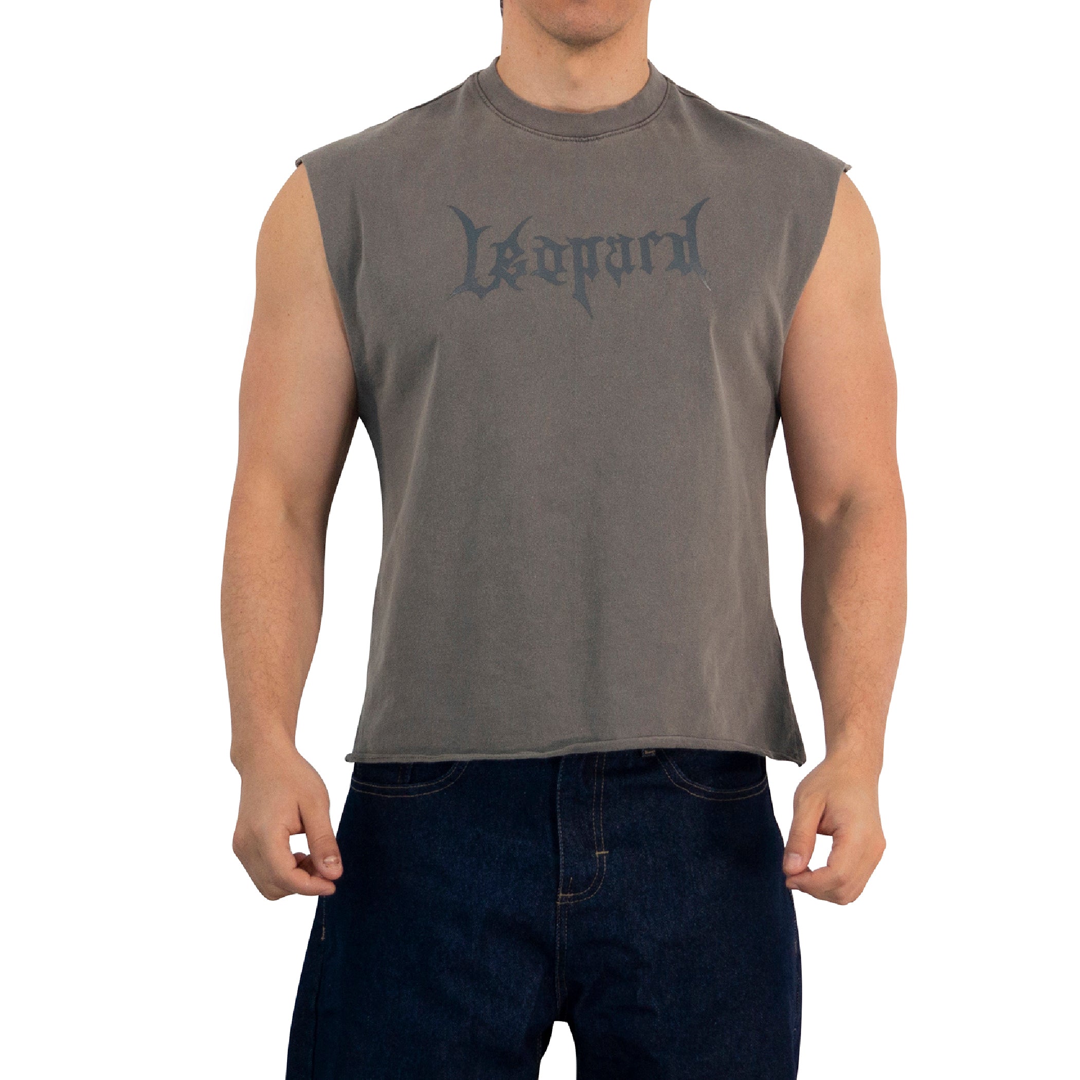 Playera Sleeveless Boxy | Oversized Fit Dark Series Leopard Pigment Green