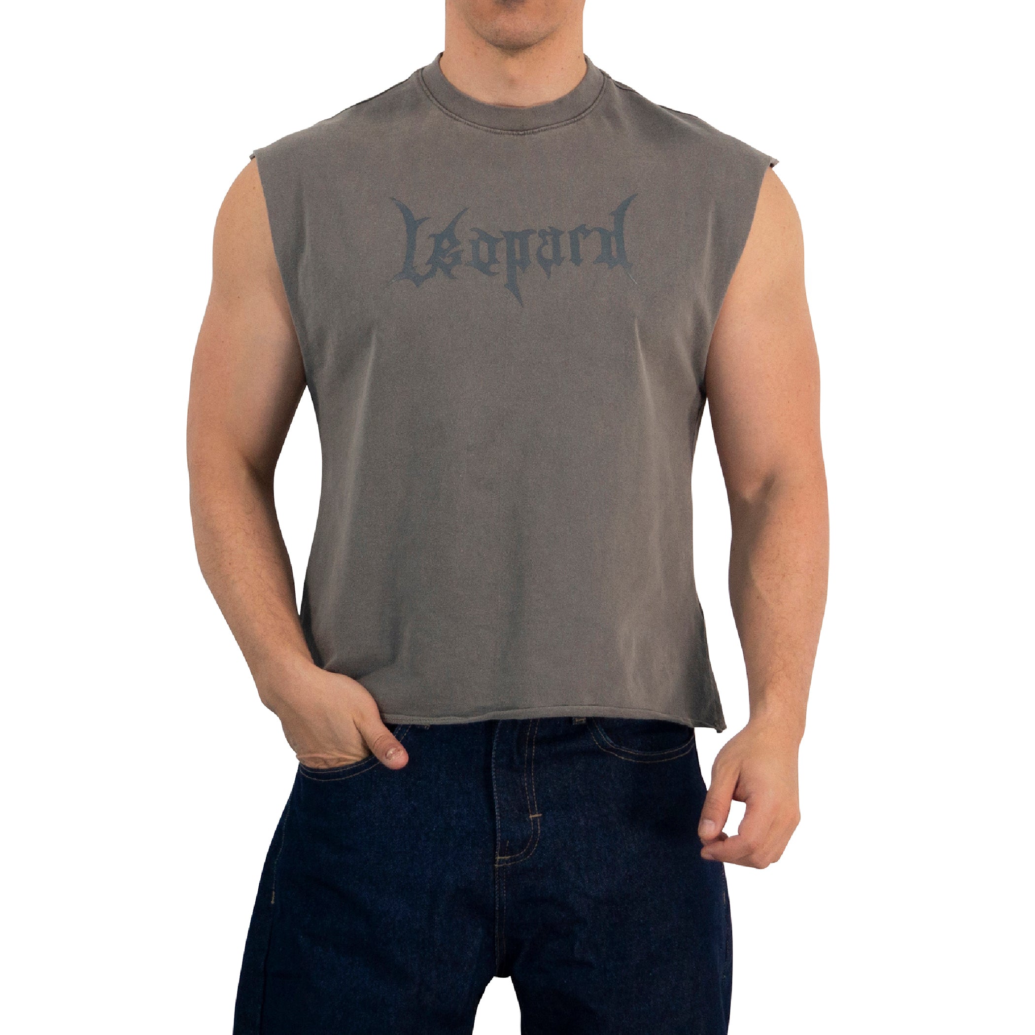 Playera Sleeveless Boxy | Oversized Fit Dark Series Leopard Pigment Green